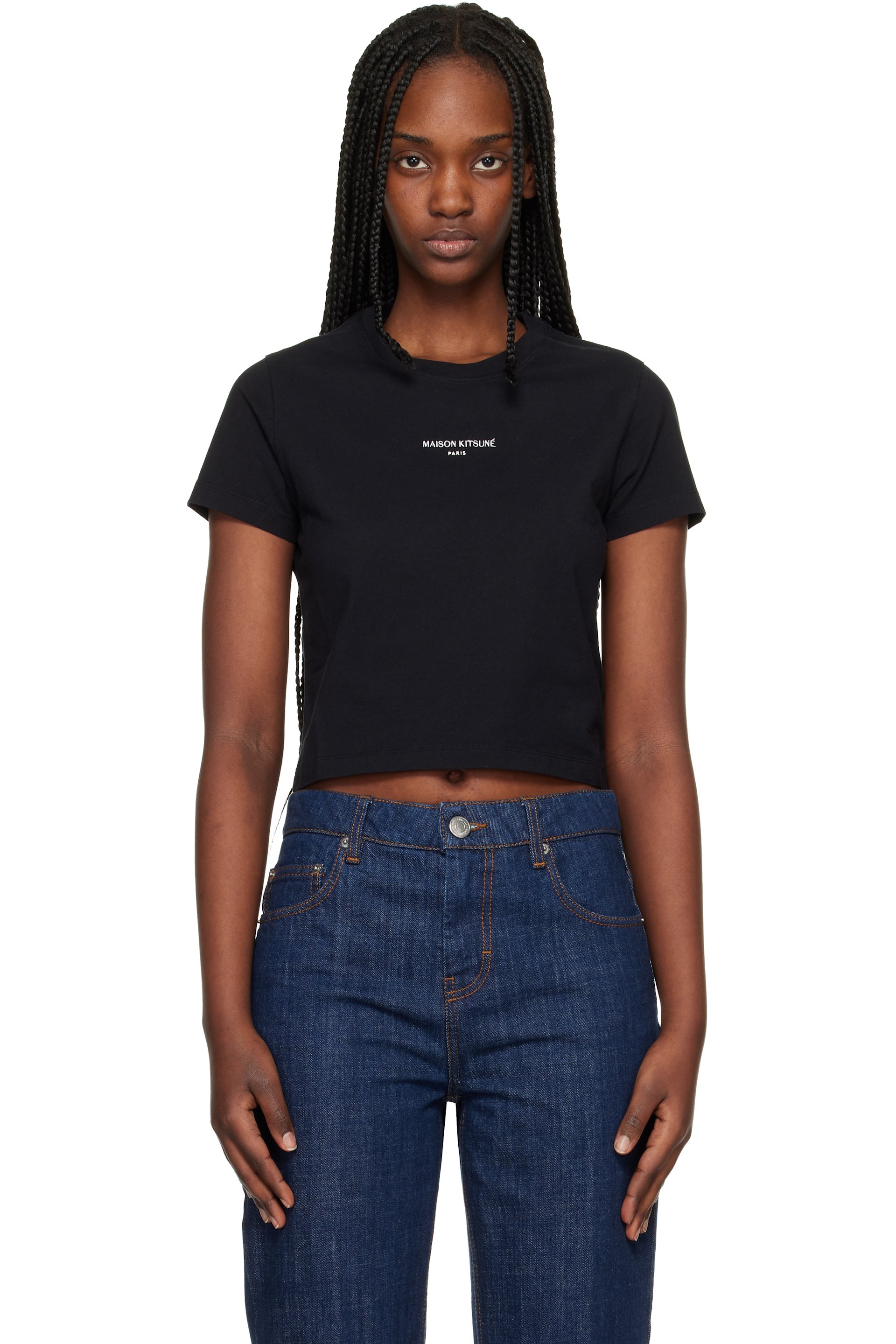 Maison Kitsuné - Micro t-shirt noir à logo