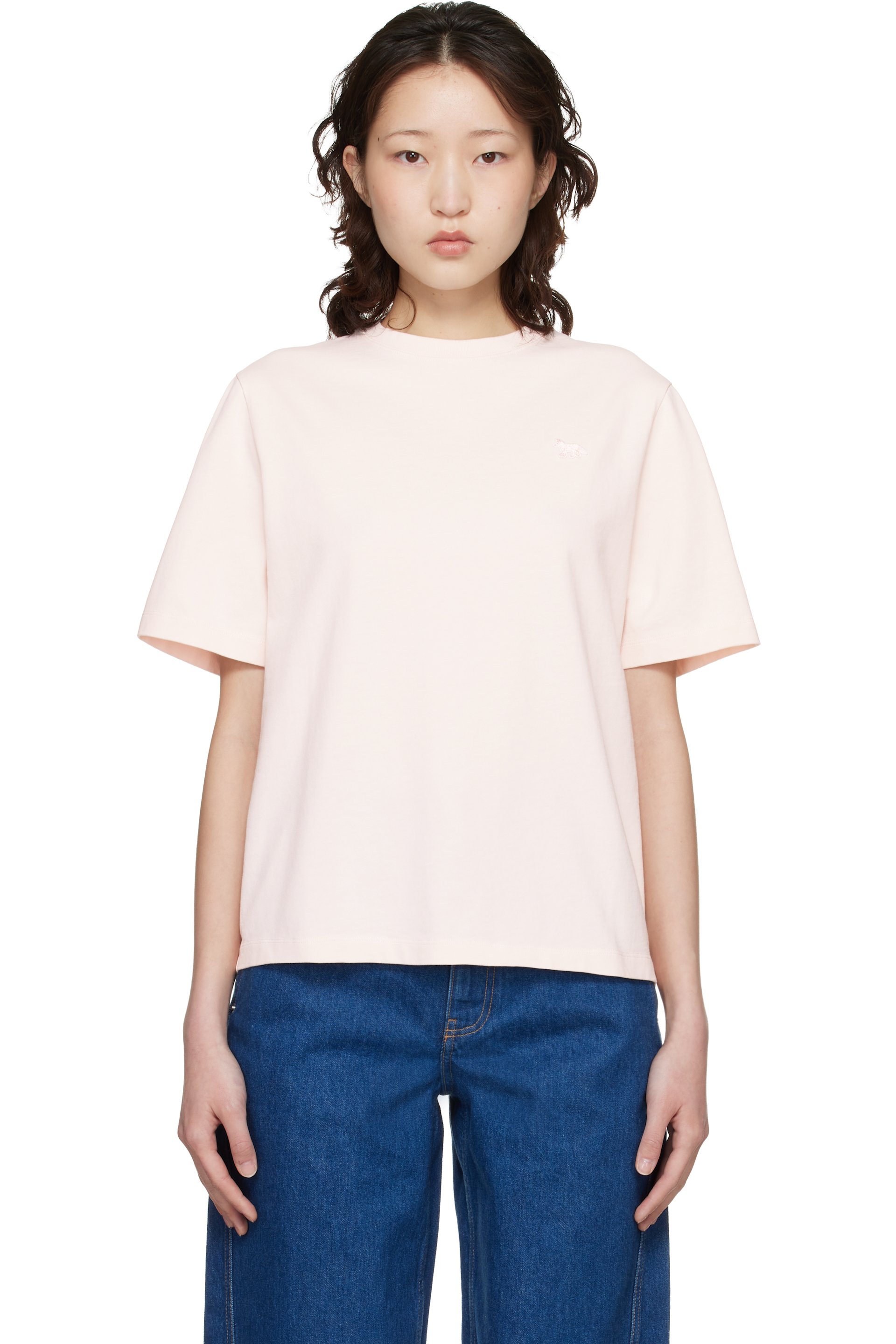 Maison Kitsuné - T-shirt décontracté rose à logo Baby Fox