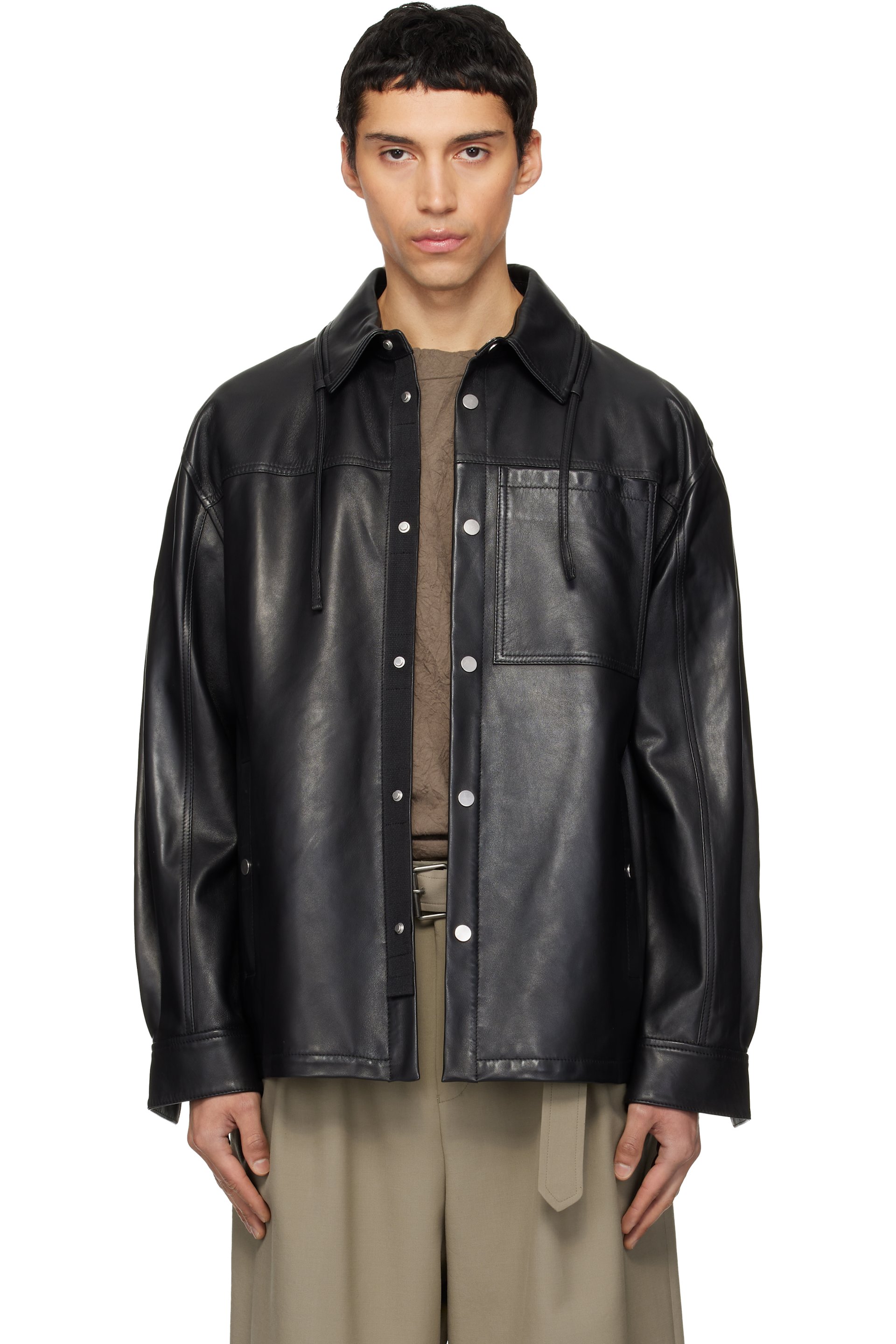 Mordecai - Black Overshirt Leather Jacket