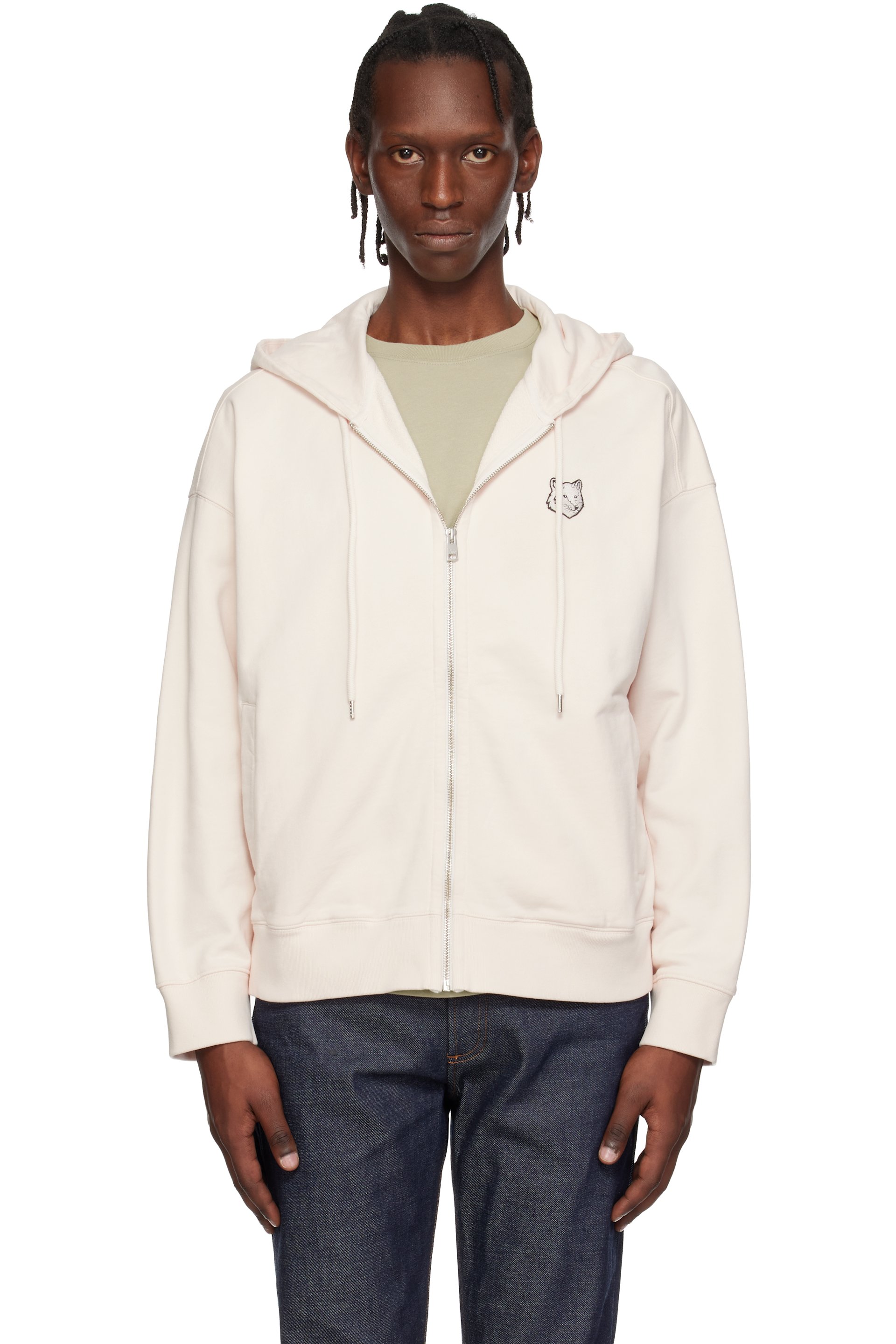 Maison Kitsuné: Pink Fox Head Zipped Oversize Hoodie | SSENSE
