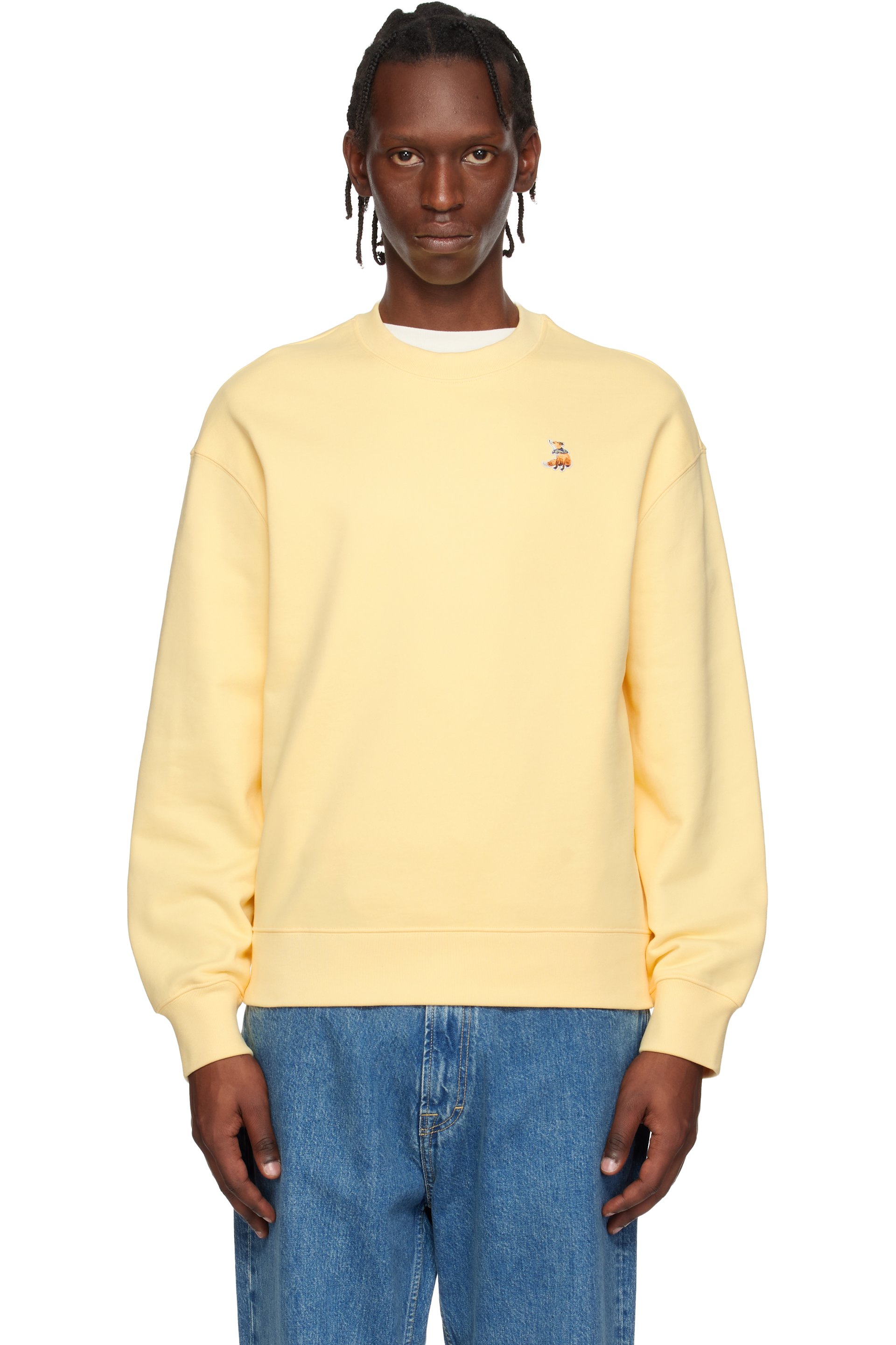 Maison Kitsuné: イエロー Dreaming Fox コンフォート スウェット Maison Kitsuné: イエロー Dreaming Fox コンフォート スウェット