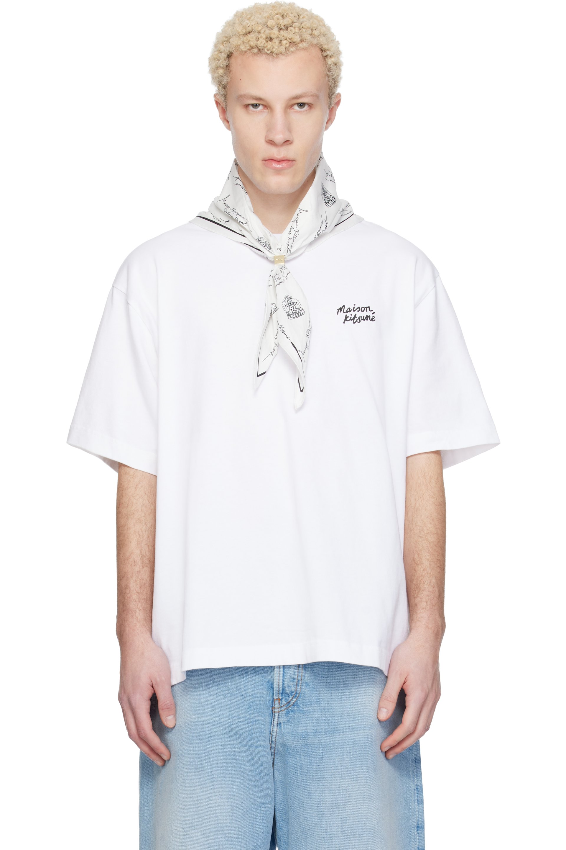 Maison Kitsuné - White 'Maison Kitsuné' Handwriting Oversize T-shirt