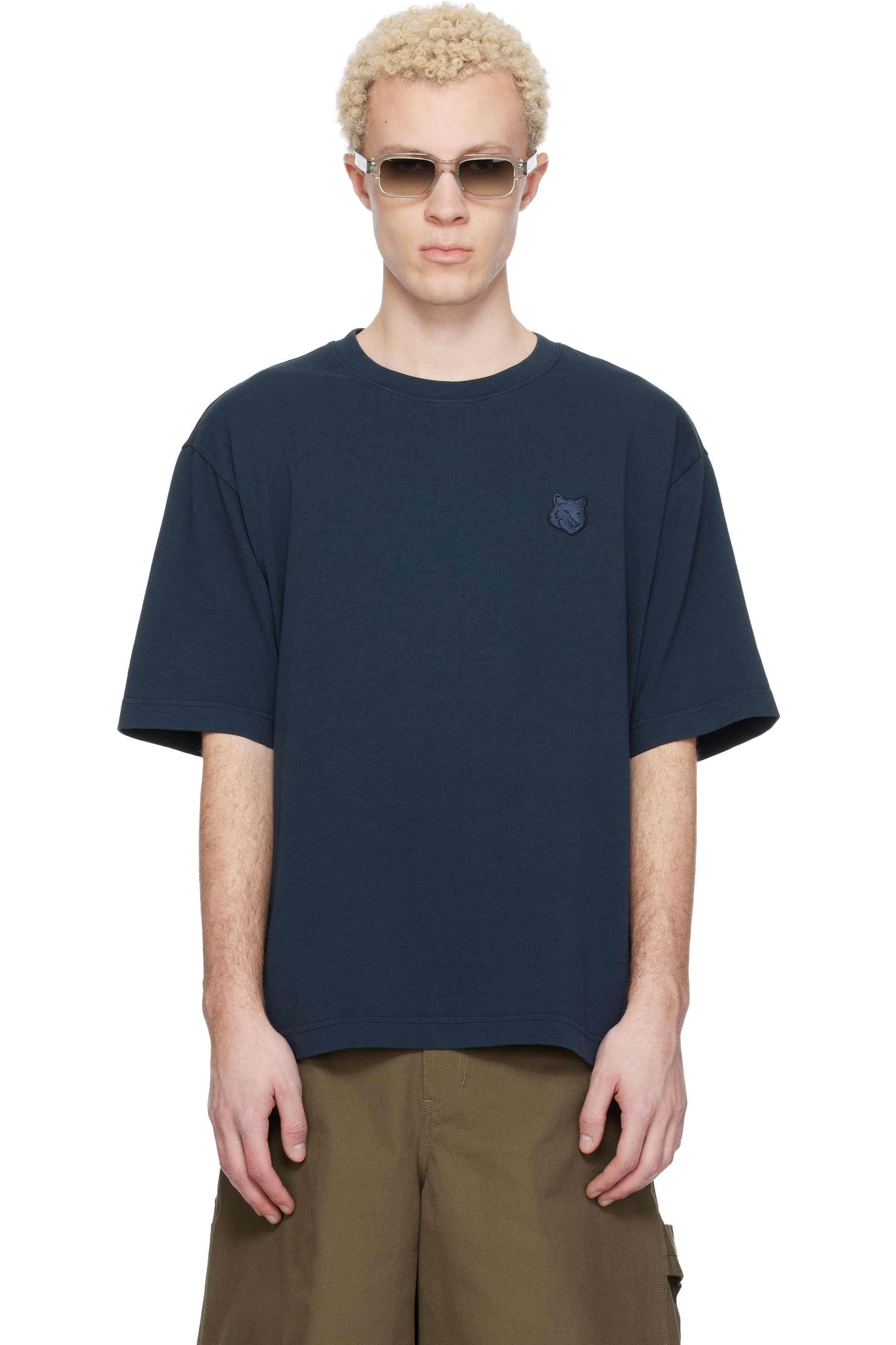 Maison Kitsuné - Navy Fox Head Oversize T-shirt