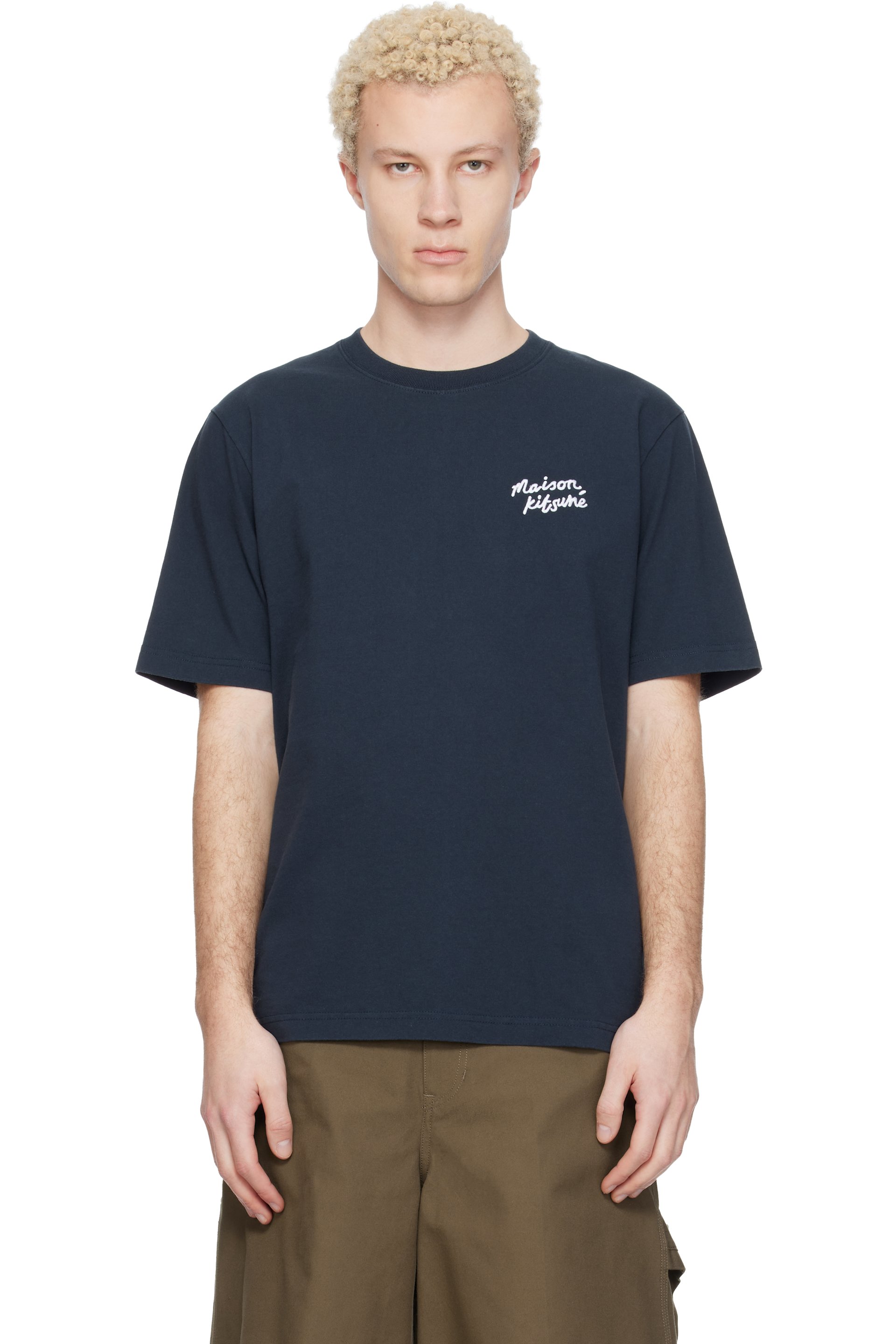 Maison Kitsuné - Navy 'Maison Kitsuné' Handwriting Comfort T-shirt