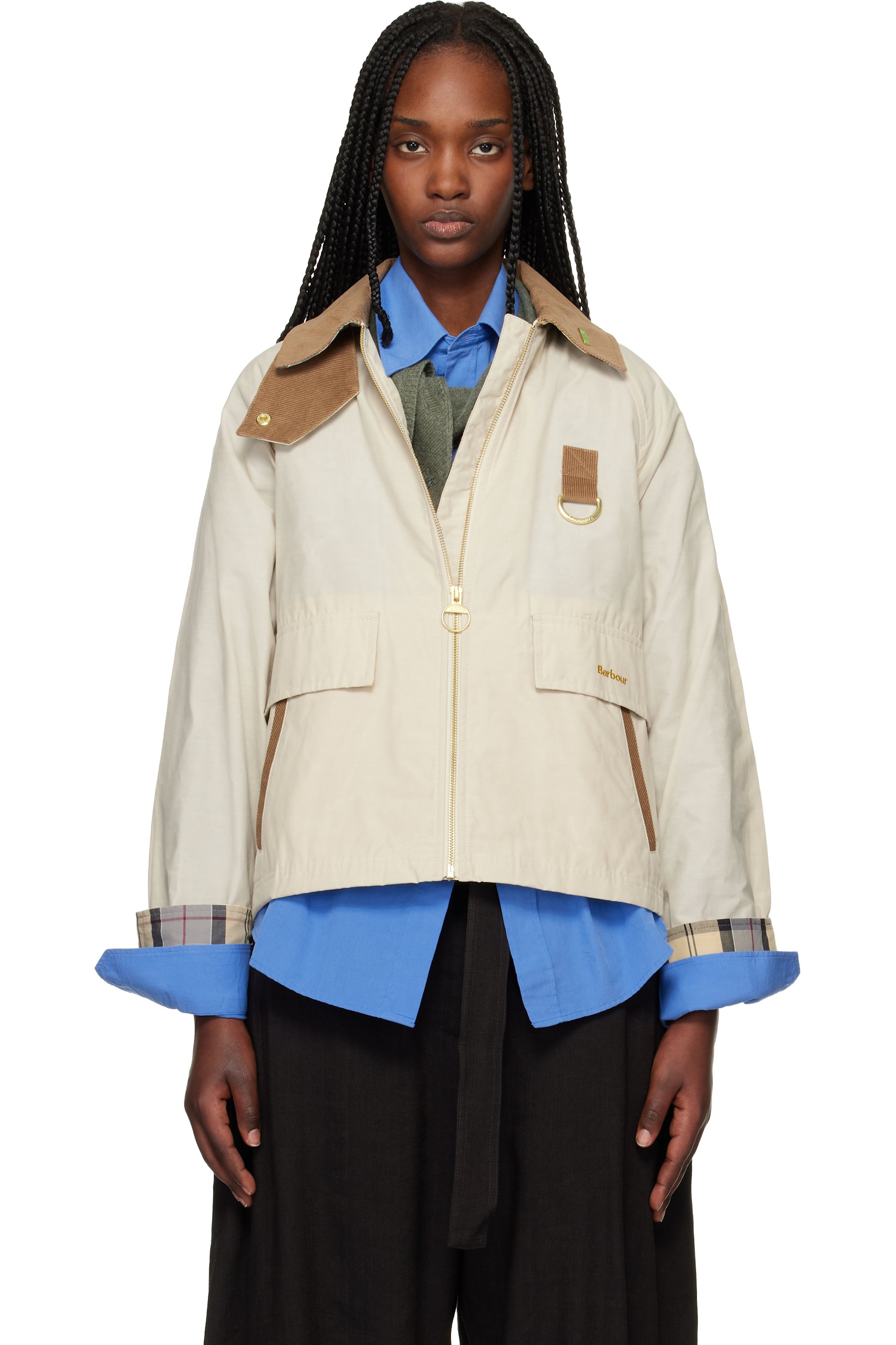 Barbour - Blouson imperméable Spey beige à logo
