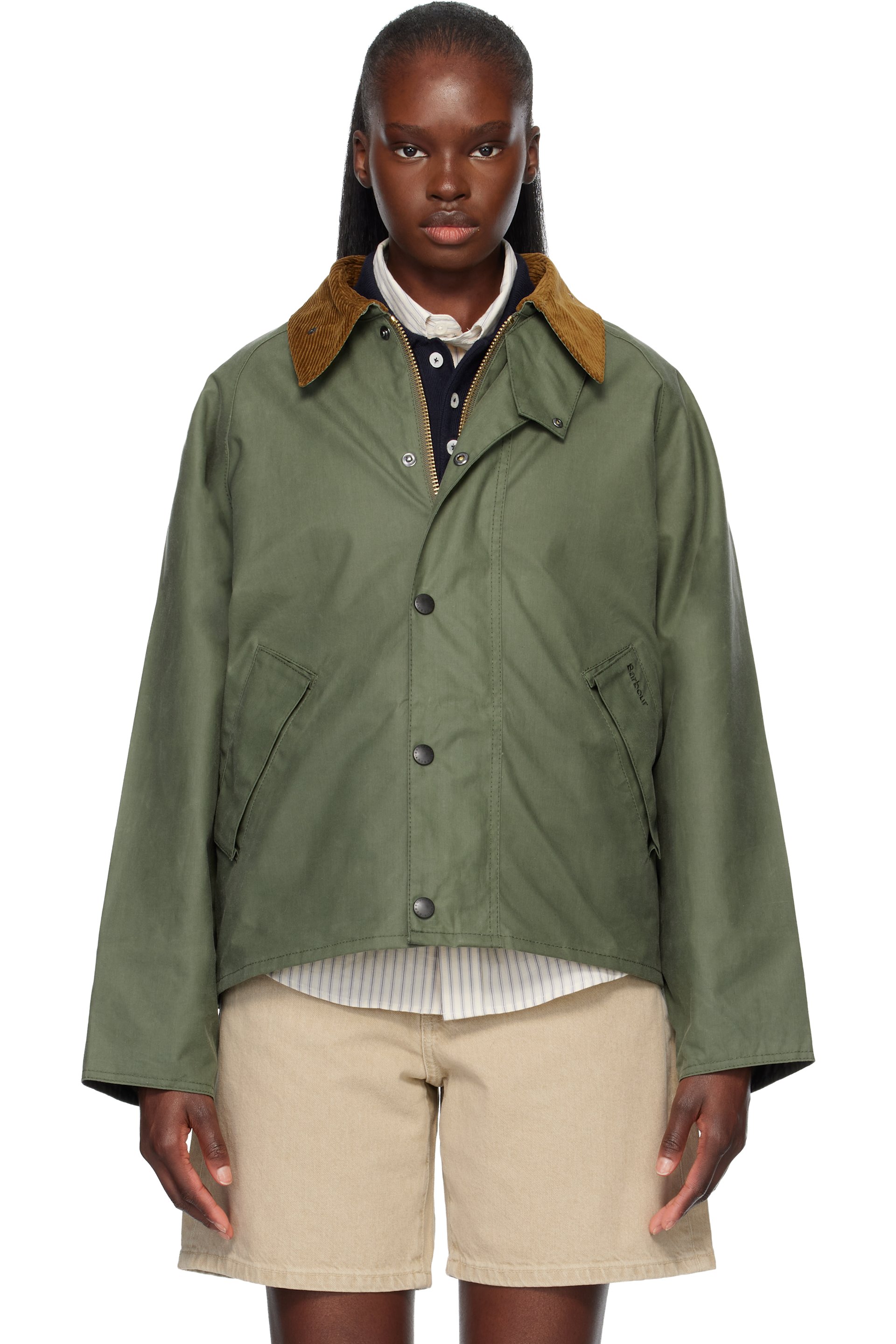 Barbour: Green Transport Waxed Jacket | SSENSE Canada