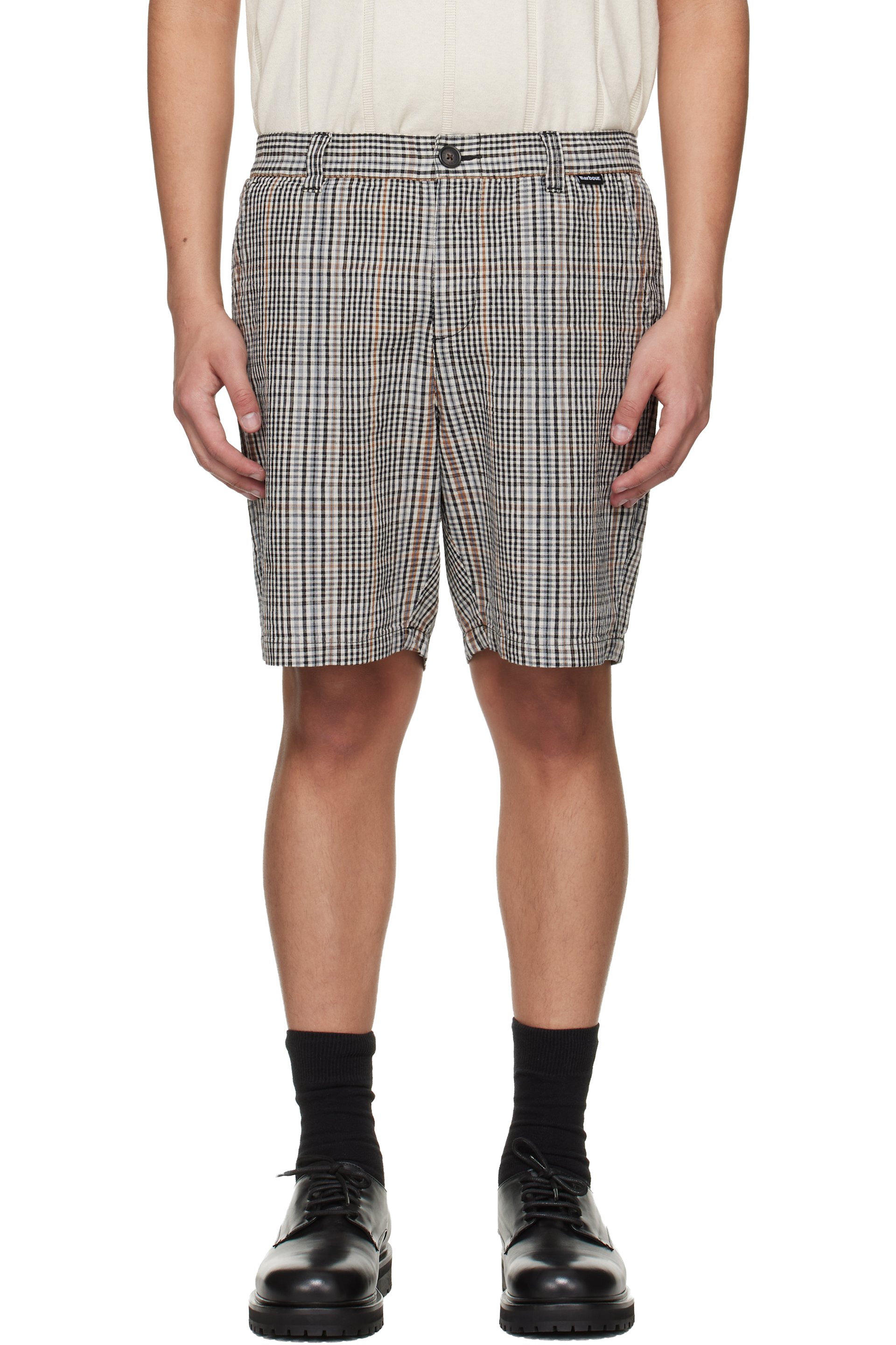 Barbour - Off-White & Black Fife Checked Shorts