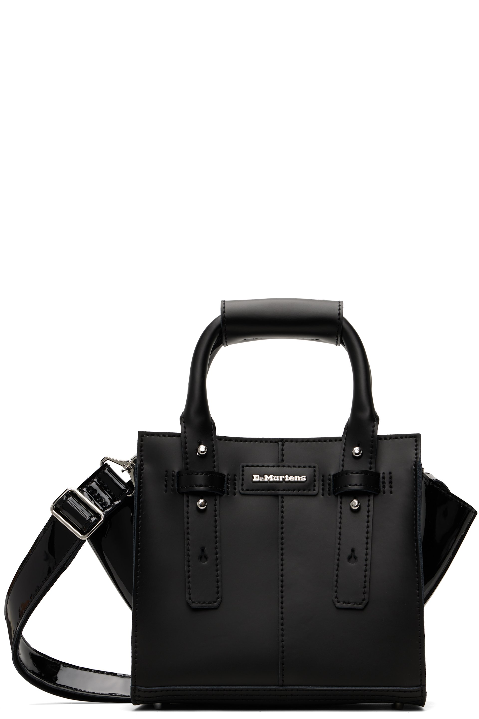 ドデカ　レディース　BLK M Black Small Leather Tote by Dr. Martens on Sale