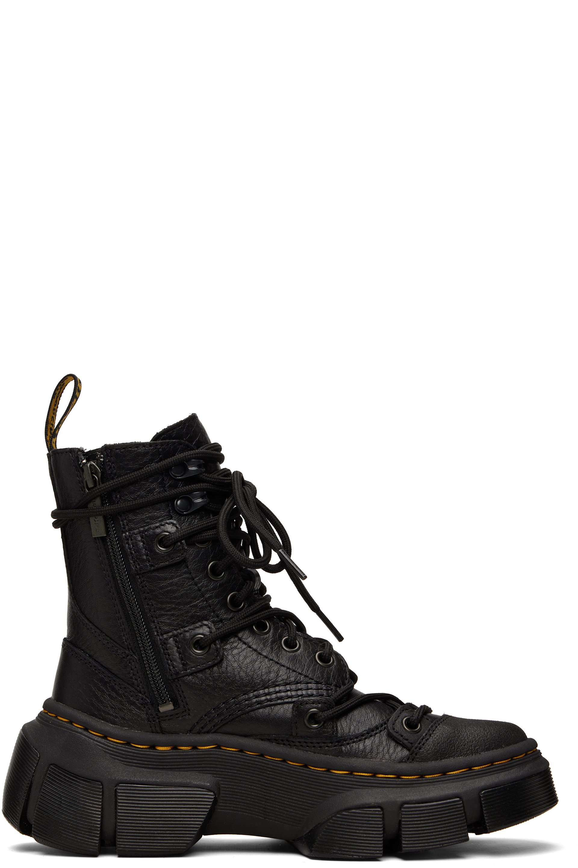 Dr. Martens: Black DMXL 8-Eye Leather Boots | SSENSE