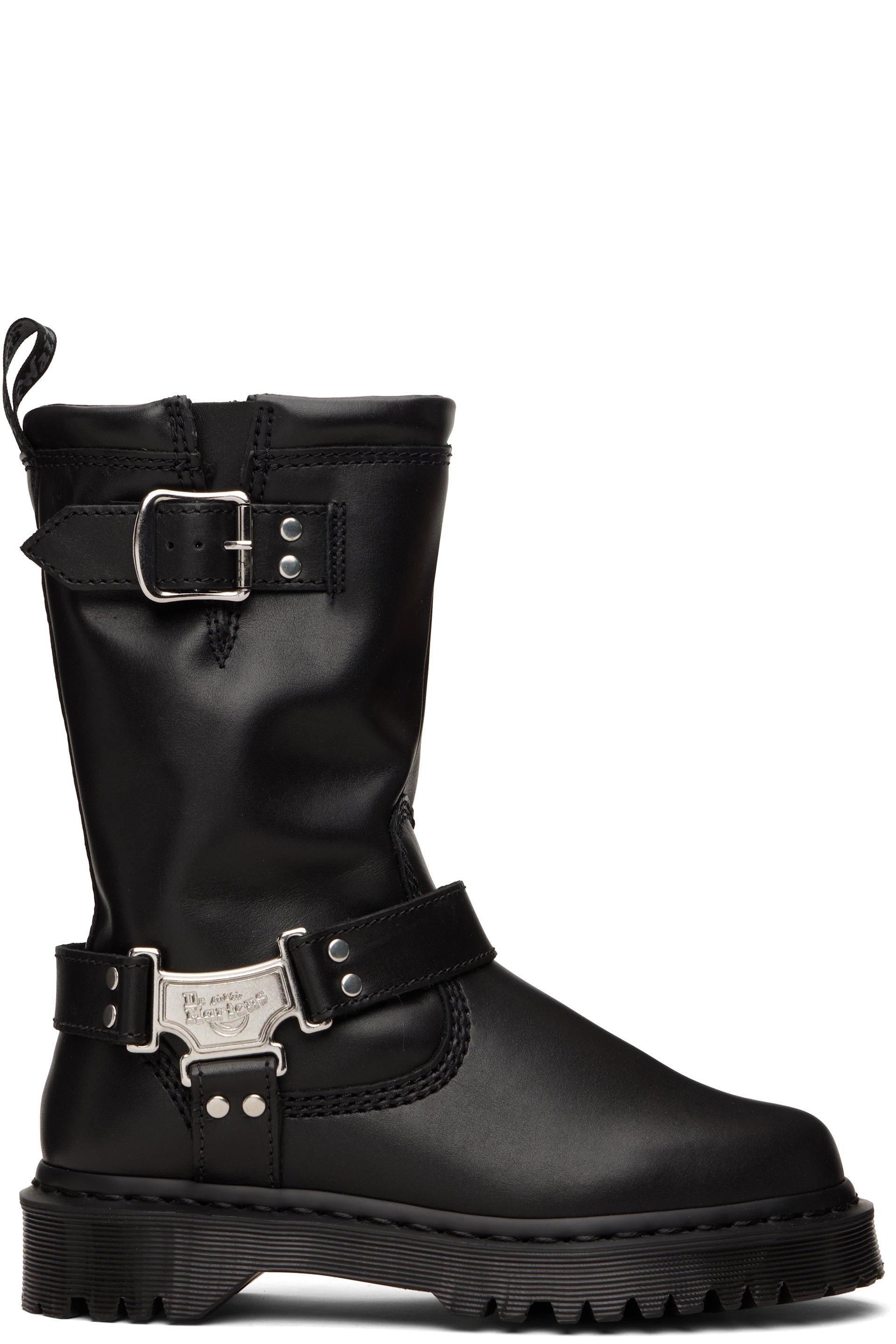 Dr. Martens - Bottes motard hauteur mi-mollet Anistone noires en cuir