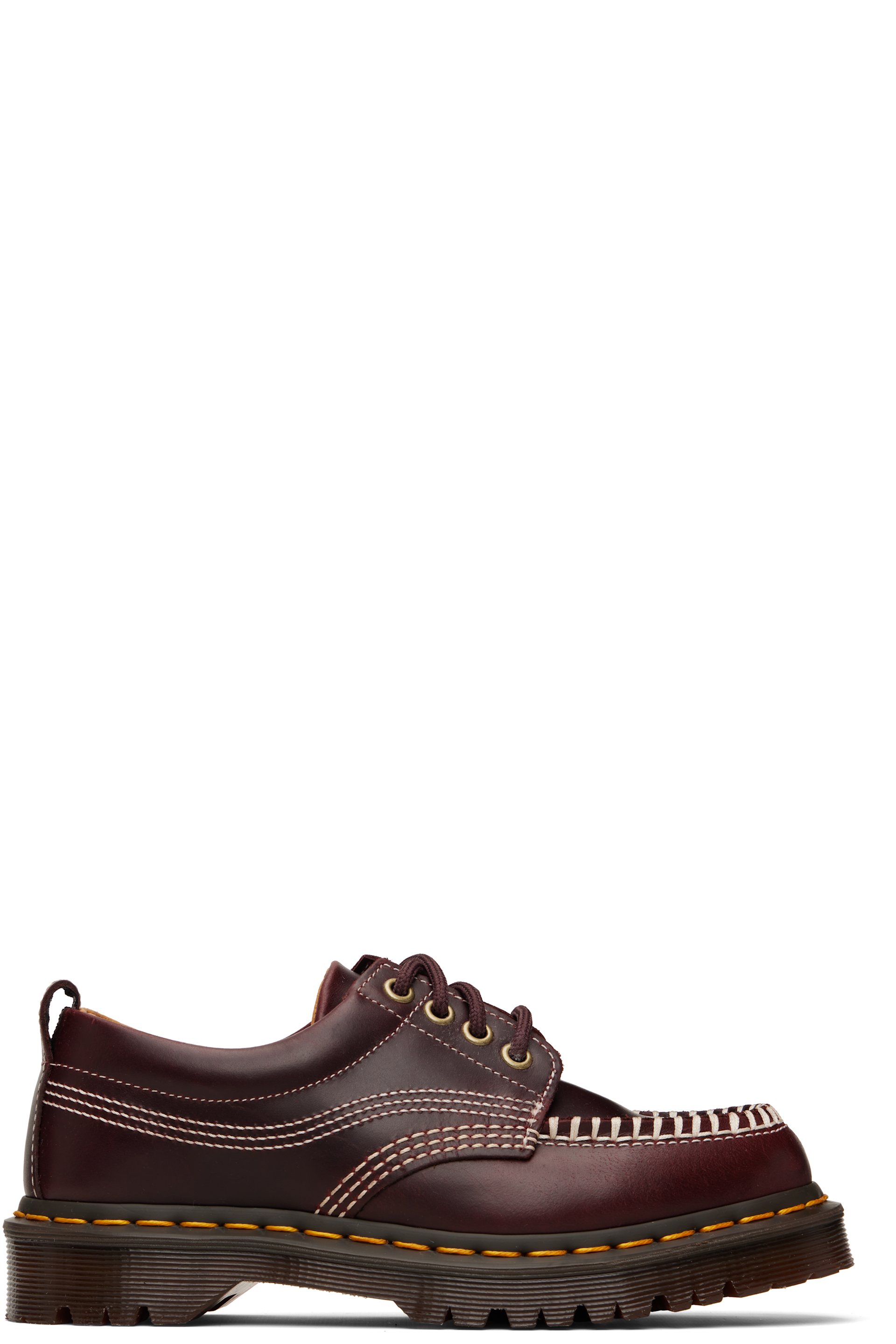 Dr. Martens - バーガンディ Lowell レザー モックトゥ ダービー