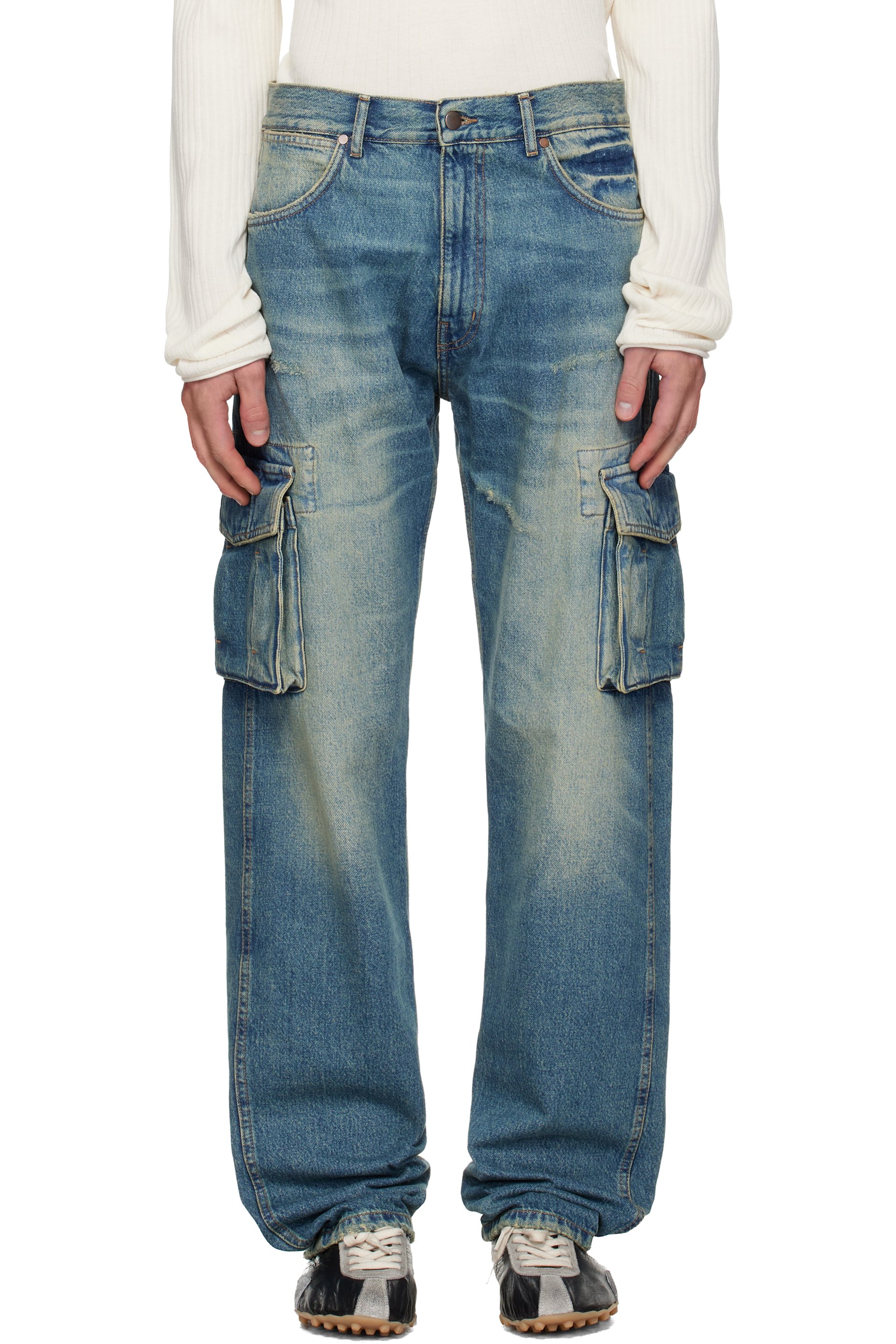 Silas - Blue Faded Denim Cargo Pants