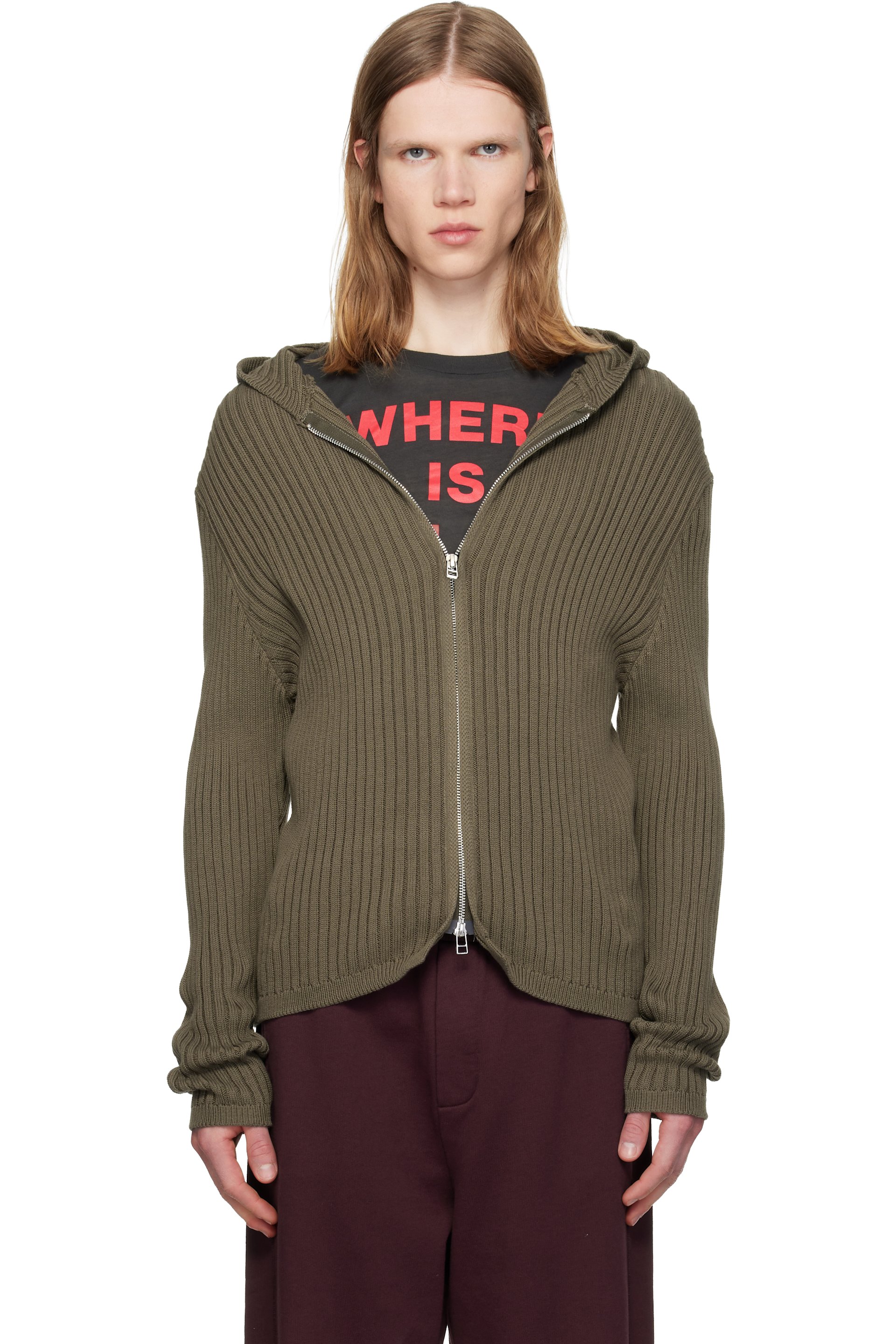 Silas - Khaki Knit Hoodie