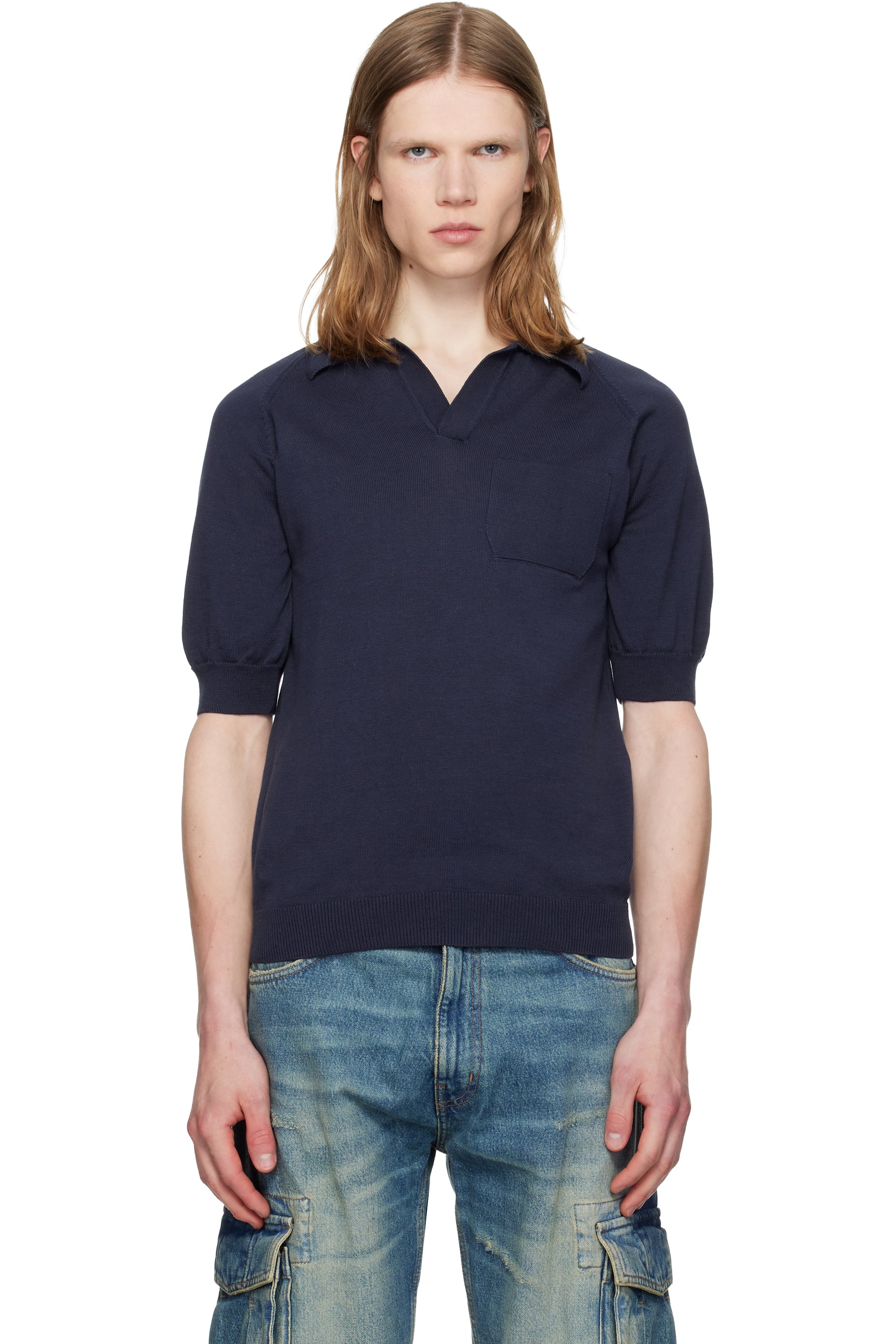 Silas - Navy Knit Polo