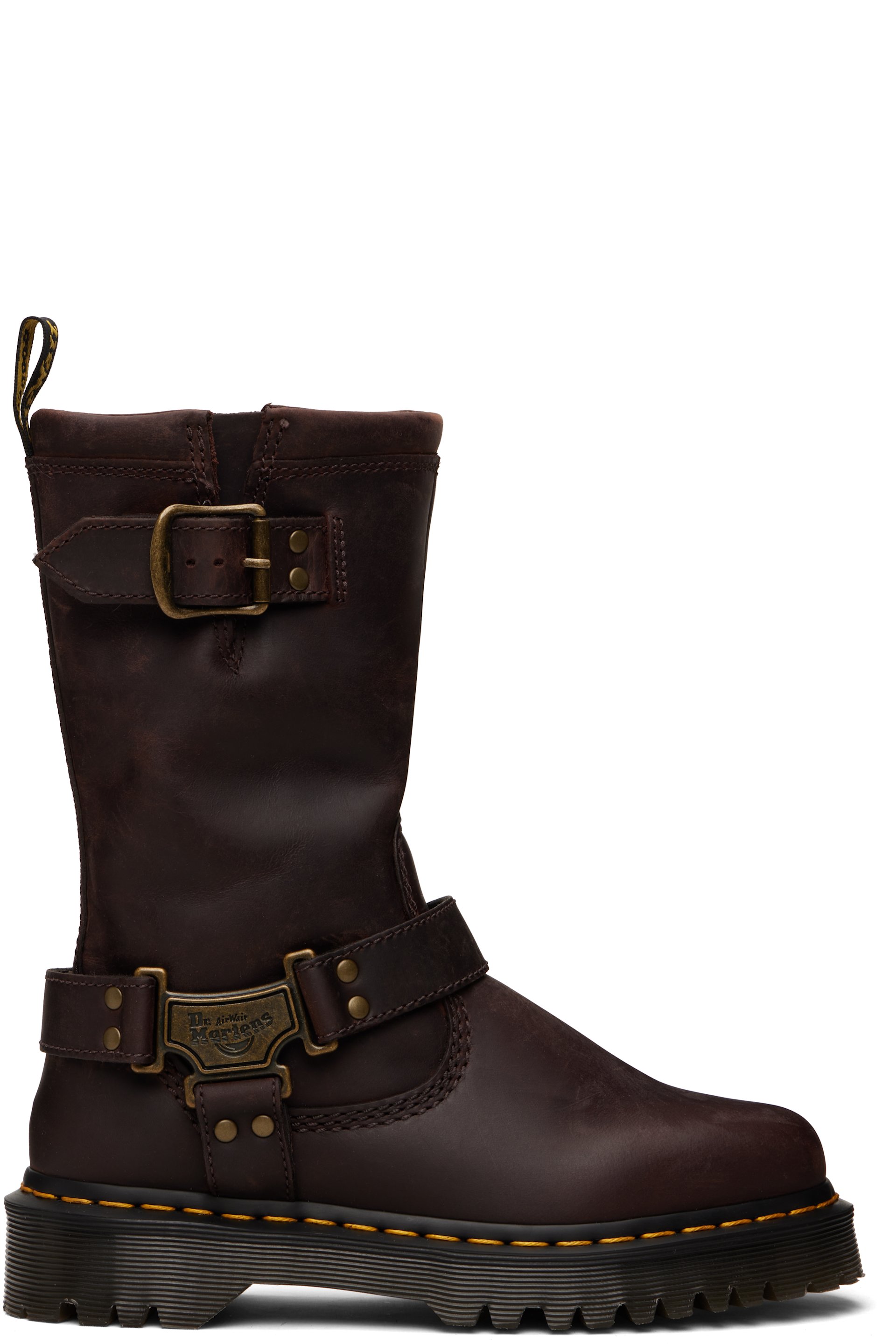 Dr. Martens - Brown Anistone Hi Leather Biker Boots