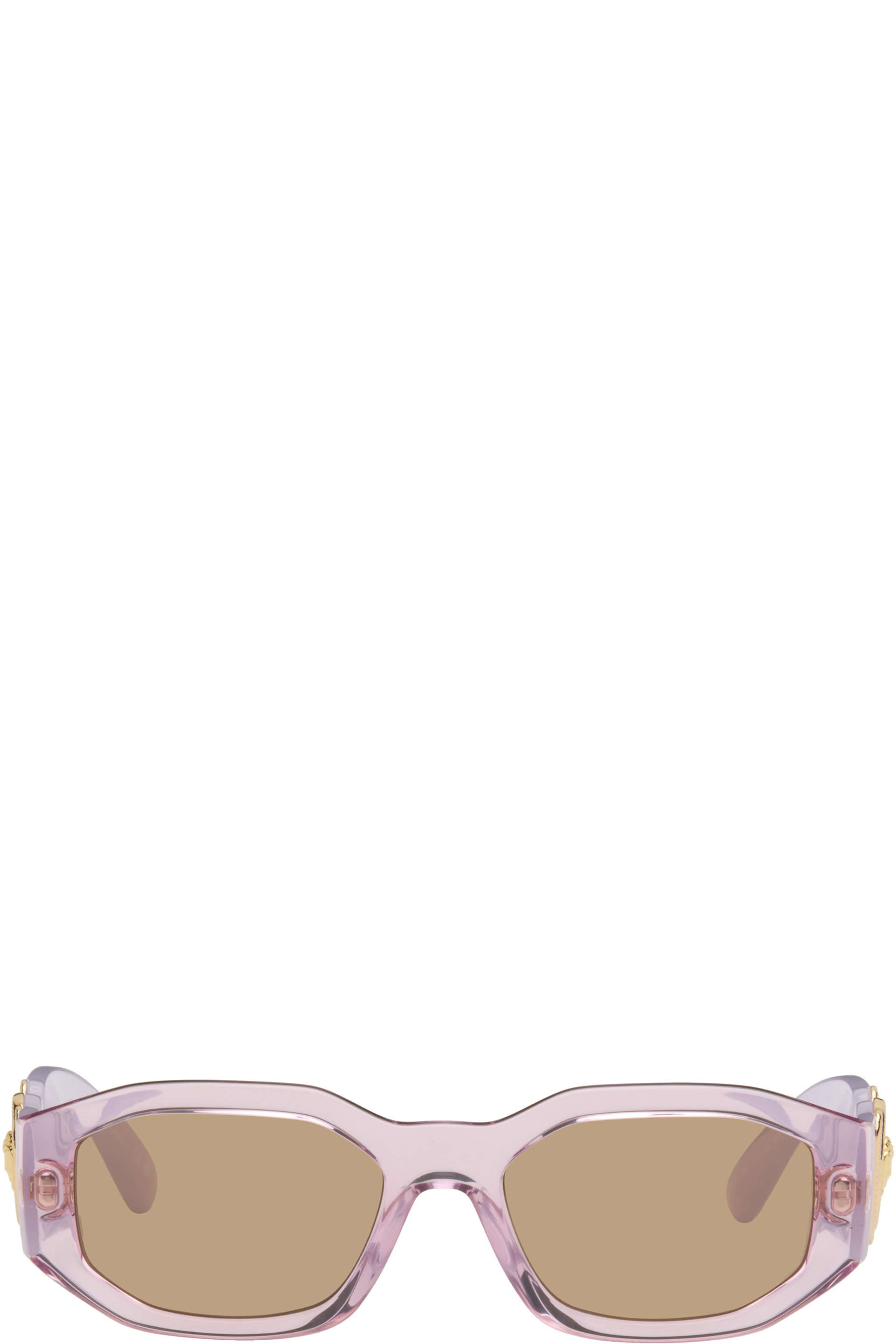 Versace - Lunettes de soleil mauves à ferrures à logo Medusa Biggie