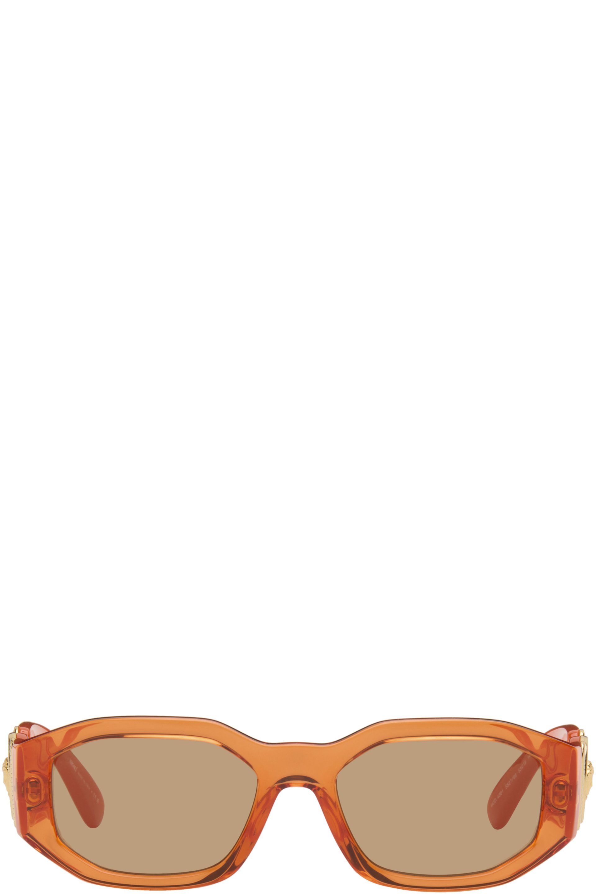 Versace - Lunettes de soleil orange à ferrures à logo Medusa Biggie