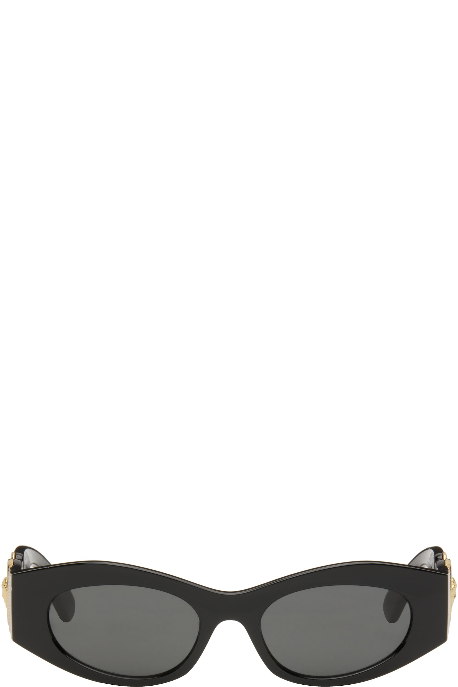 Versace - Lunettes de soleil noires à ferrures à logo Medusa Biggie