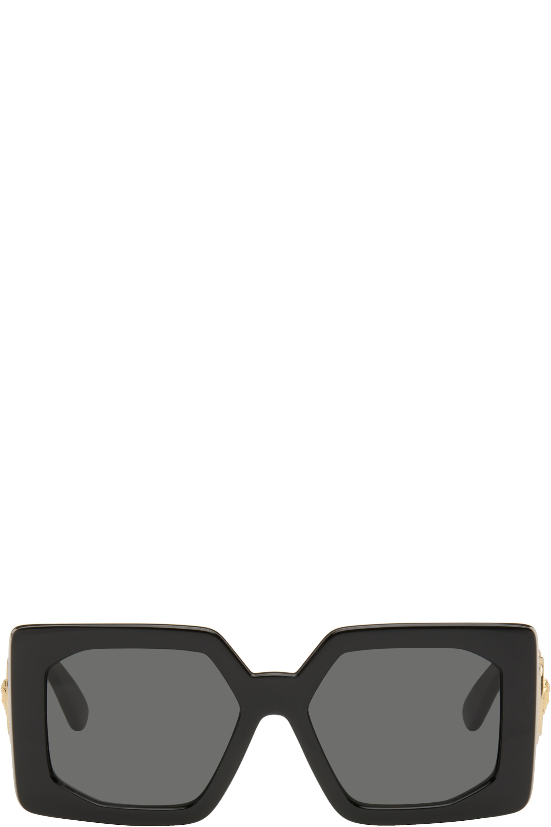 Versace - Lunettes de soleil surdimensionnées noires à logos Medusa Biggie