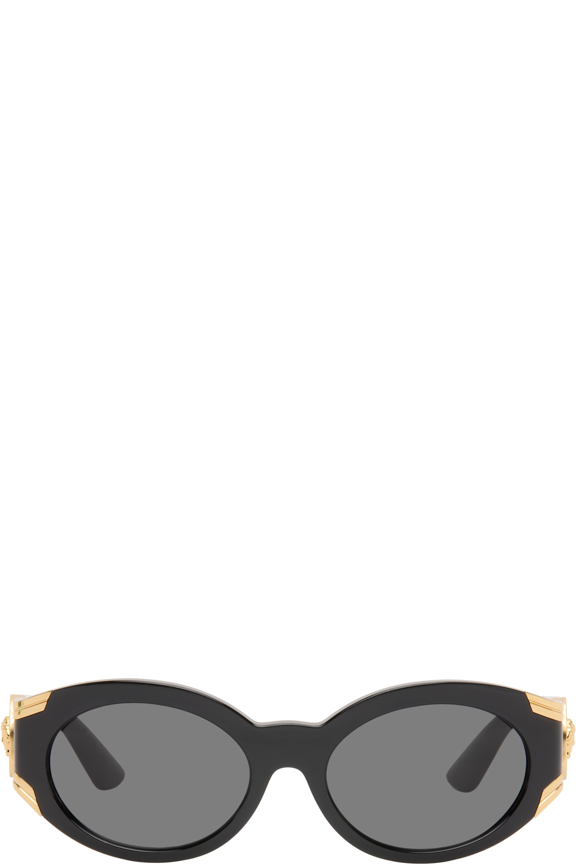 Versace - Lunettes de soleil noires à ferrures à logo Medusa