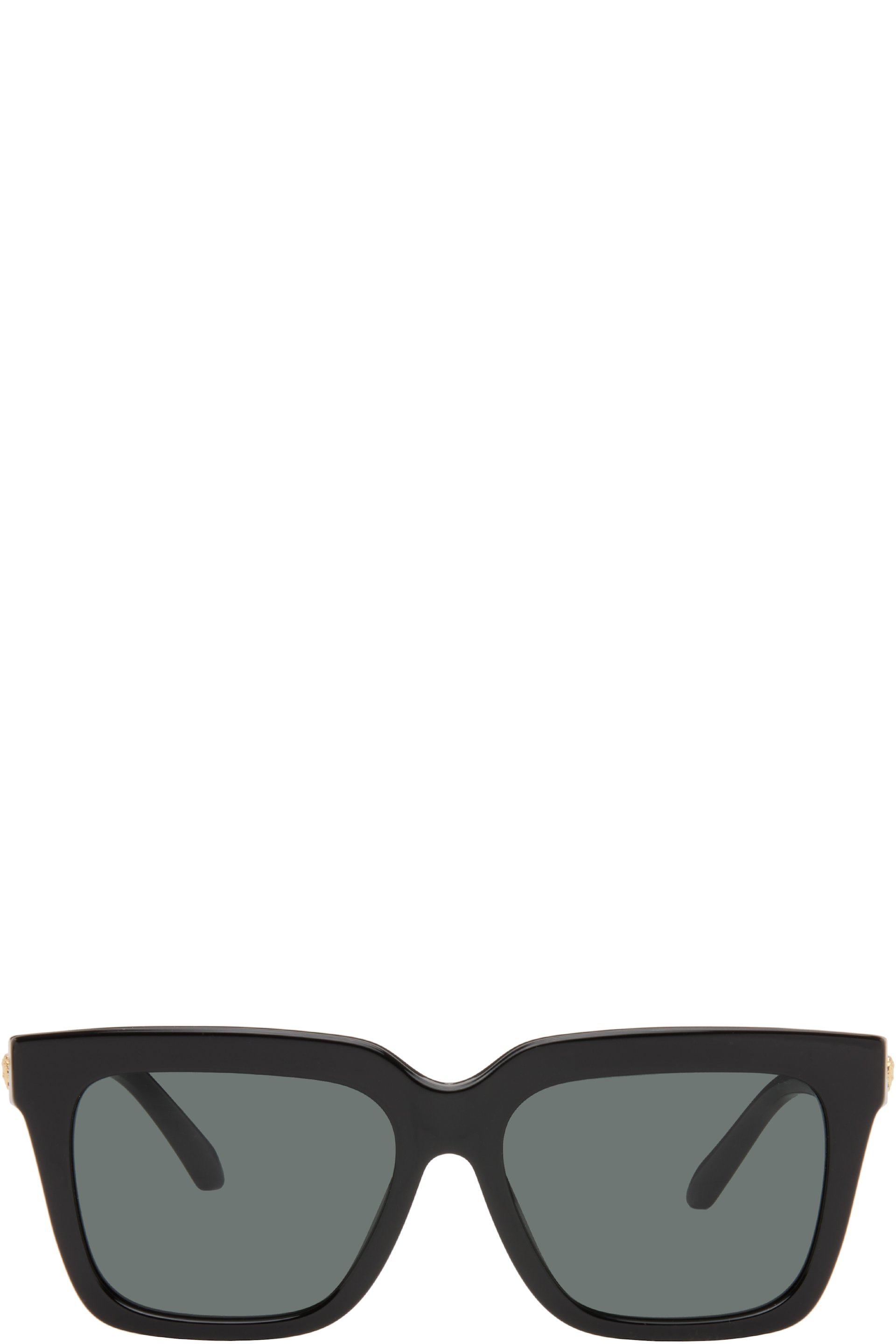 Versace - Lunettes de soleil noires à plaques à logo Medusa