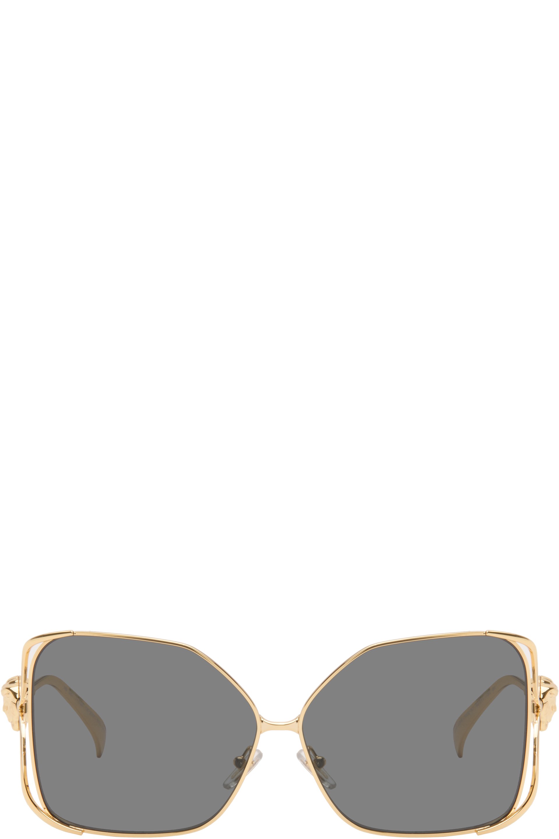 Versace - Lunettes de soleil dorées à ferrures à logo Medusa