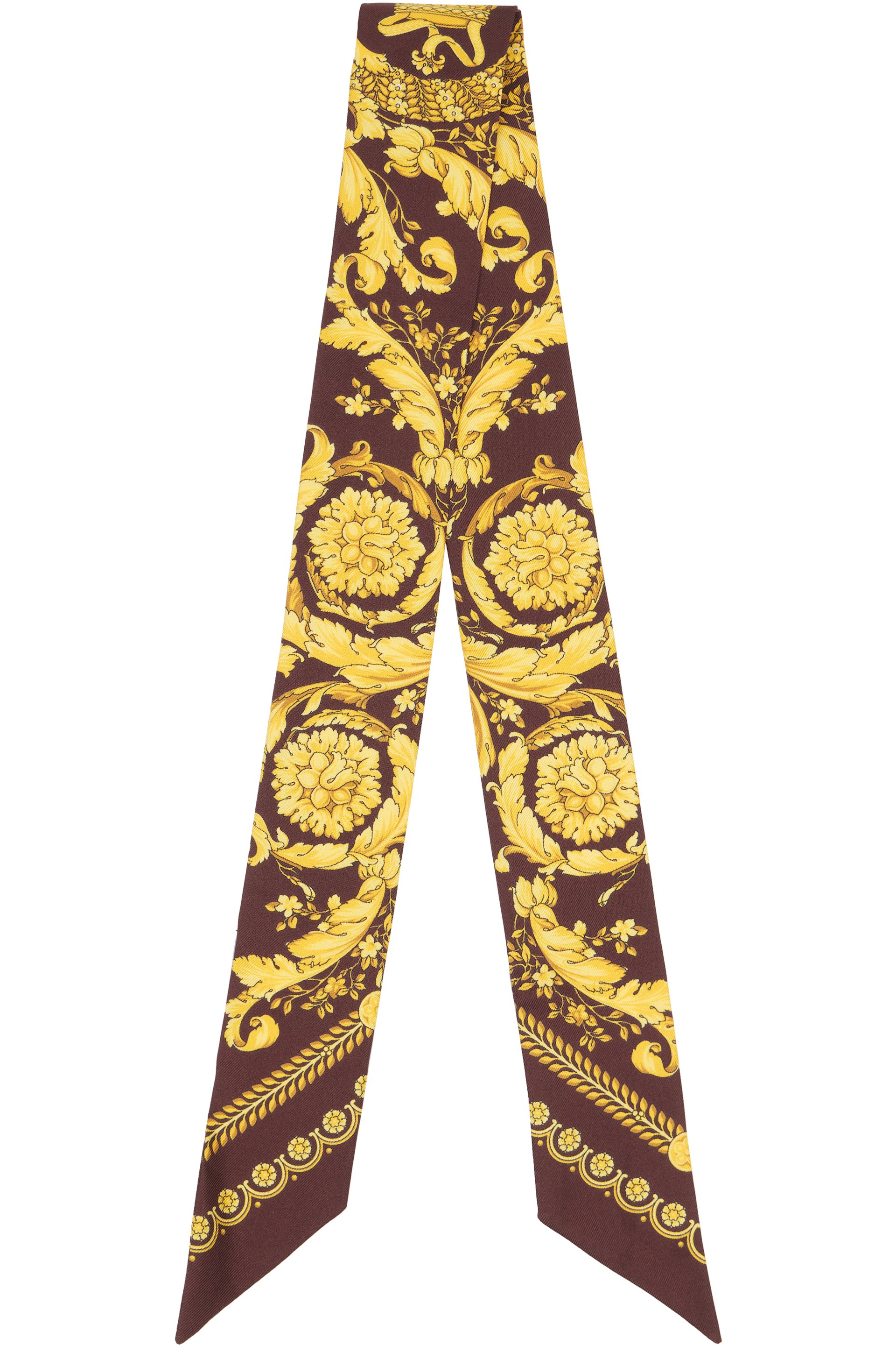 Versace - バーガンディ＆イエロー Printed Silk Twill Ribbon スカーフタイ