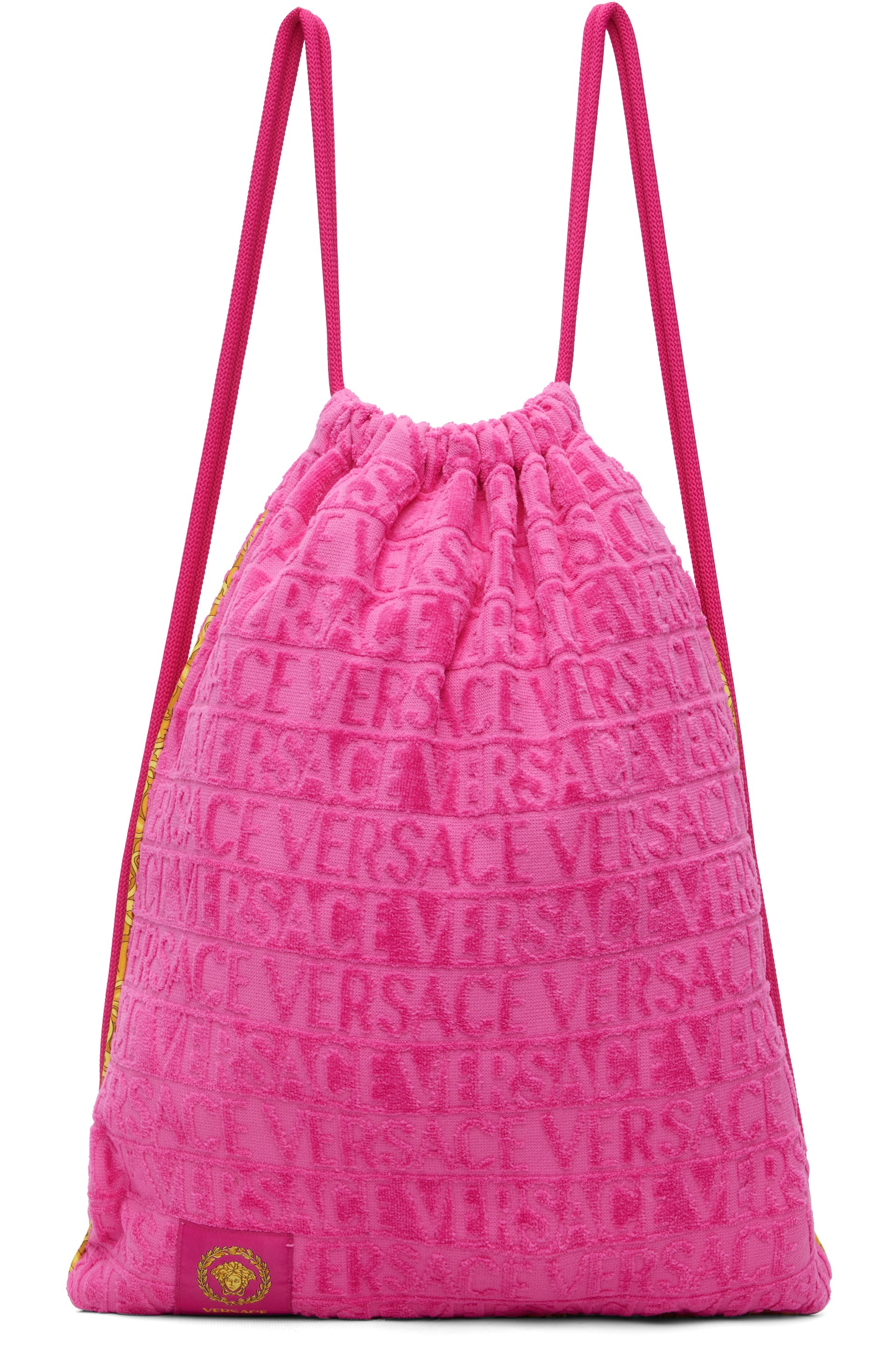 Versace - Sac à dos de sport rose à motif I Love Baroque