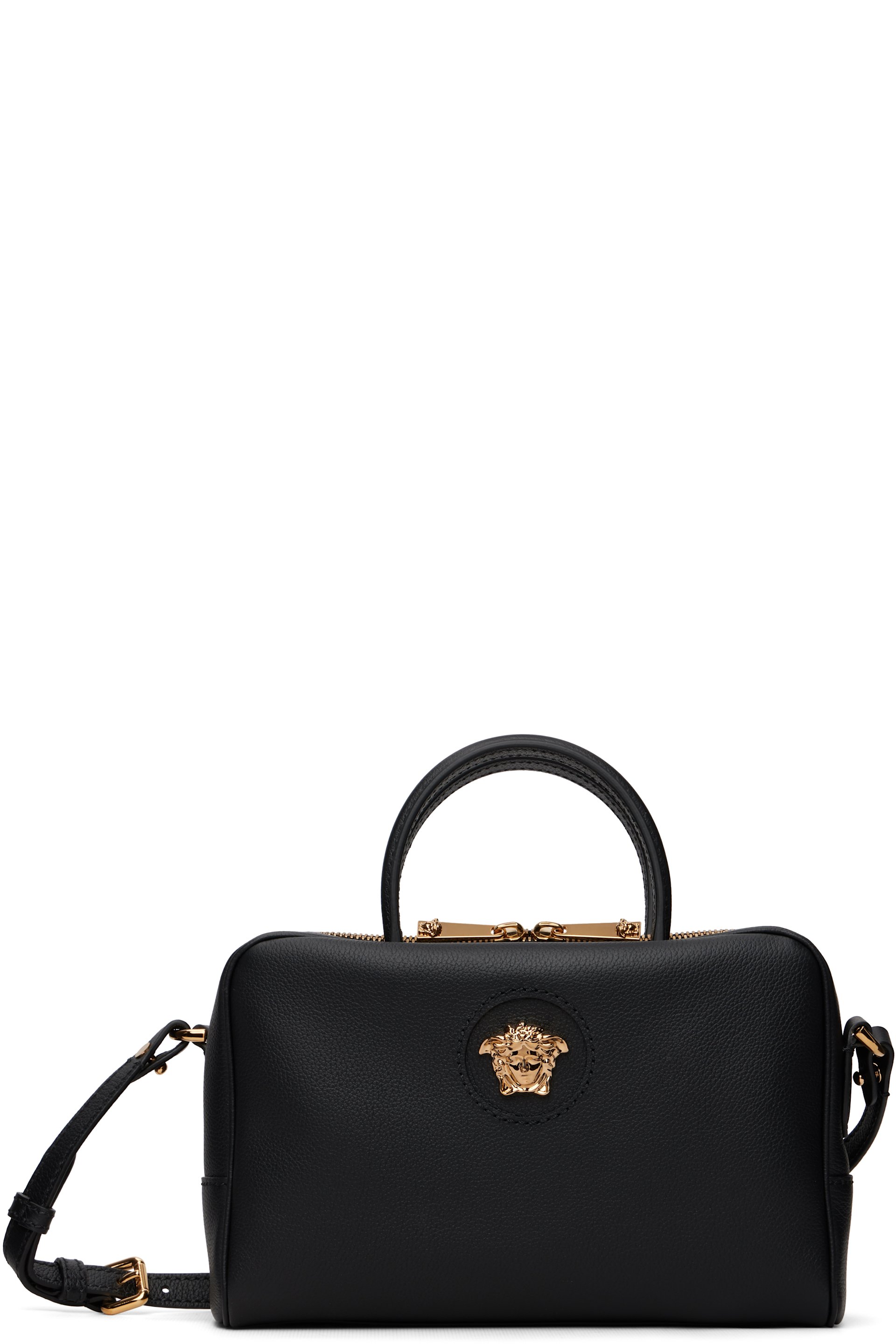 Versace - Black 'La Medusa' Leather Boston Bag