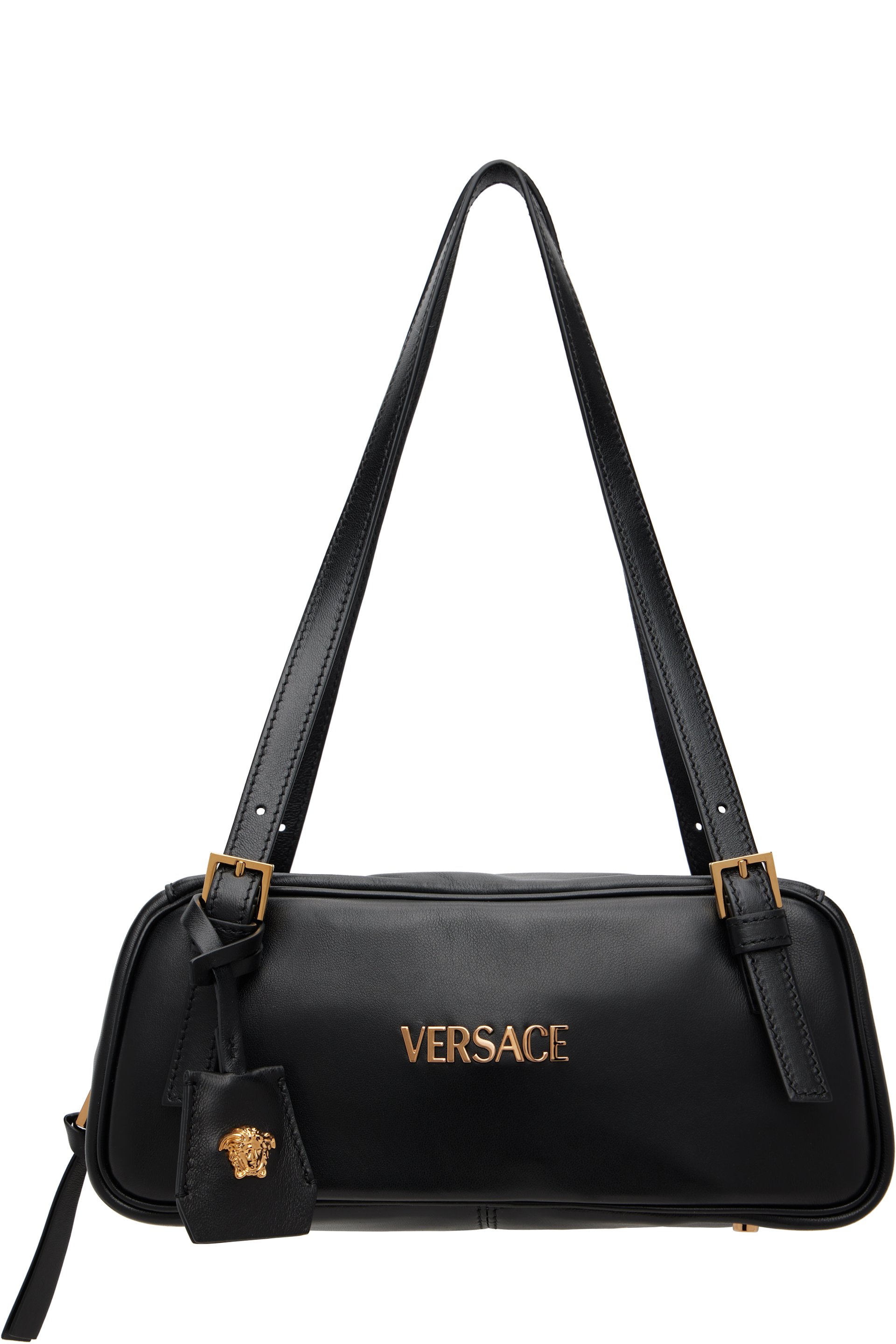 Versace - Black 'Versace Tag' Nappa Bowling Bag