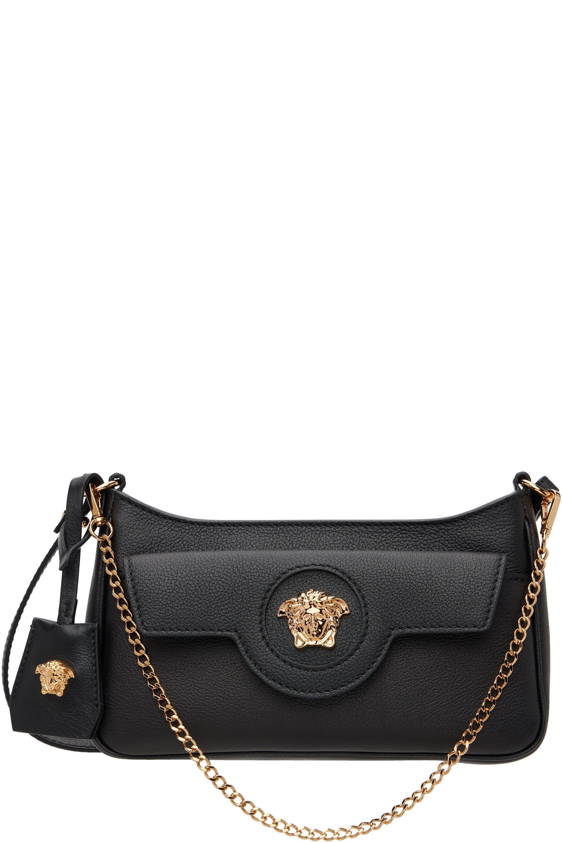 Versace: Black 'La Medusa' Leather Mini Bag | SSENSE
