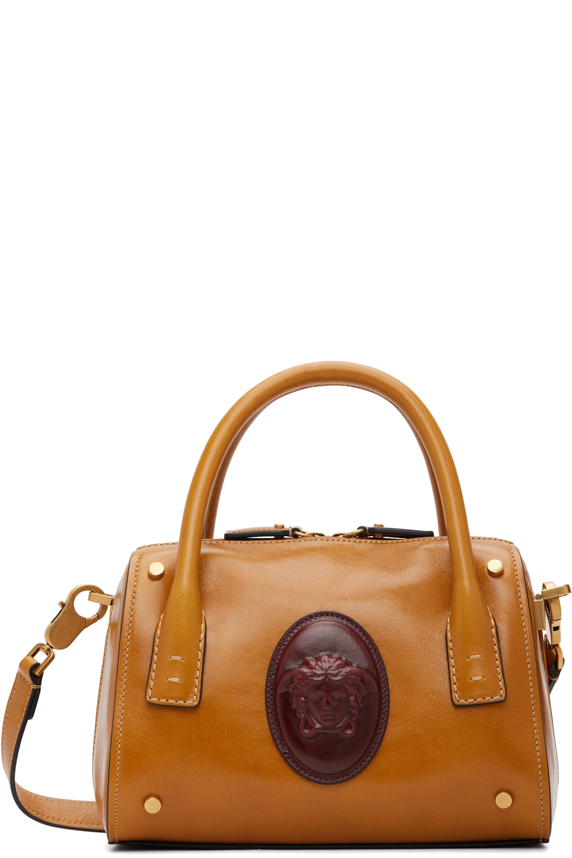 Versace - Tan Roomy Small Leather Boston Bag