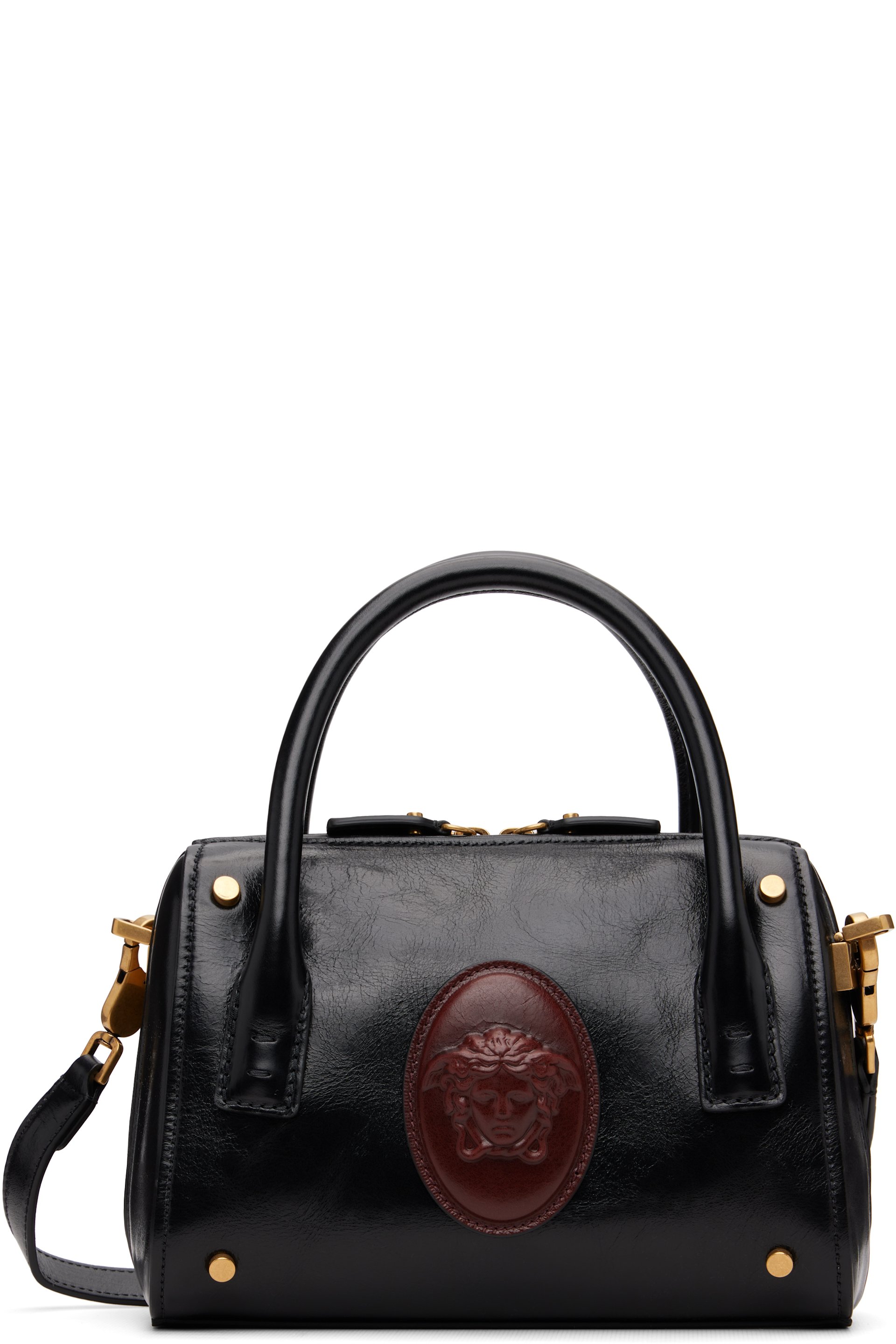 Versace - Black Roomy Small Leather Boston Bag