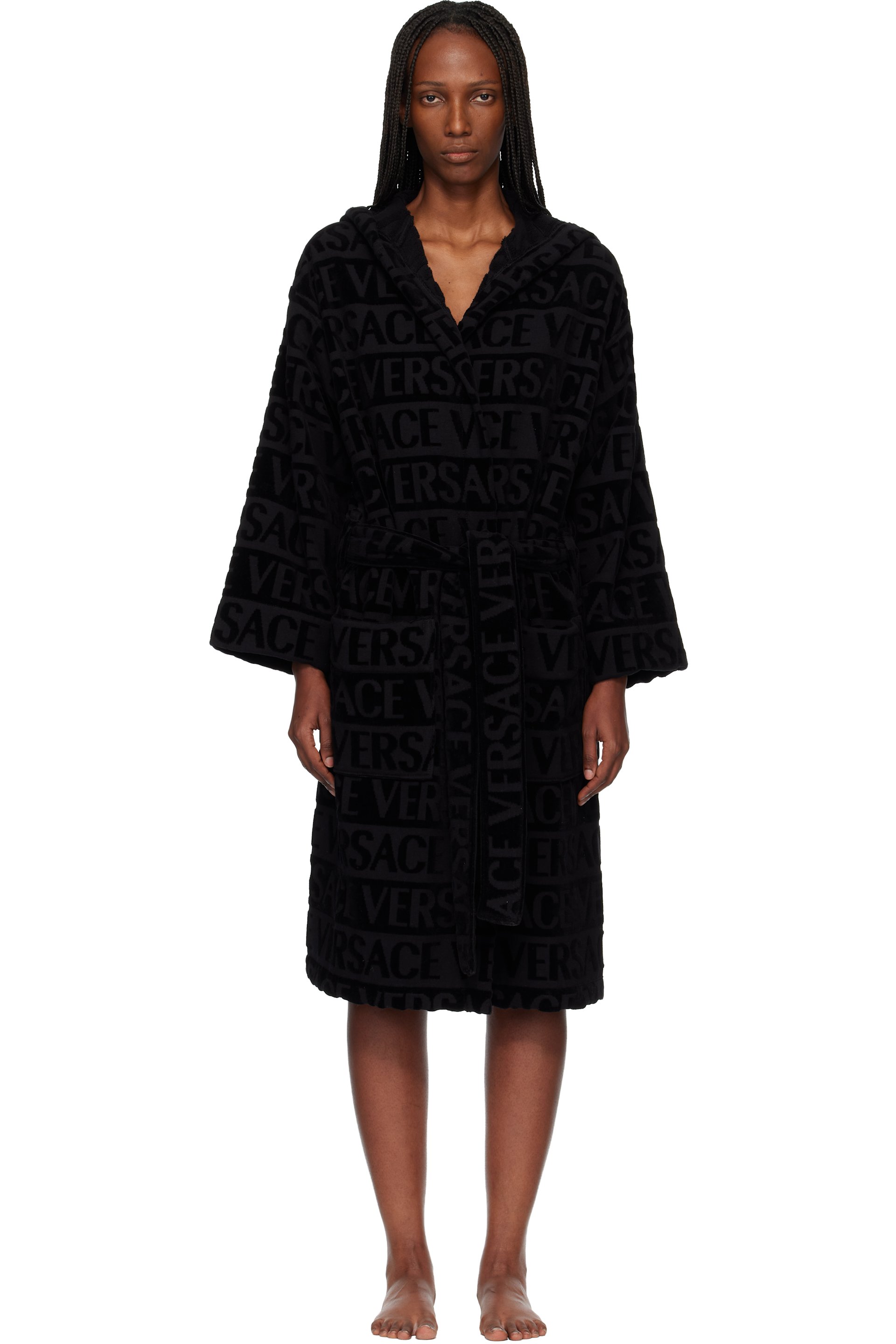 Versace - Black 'Versace Allover' Bathrobe