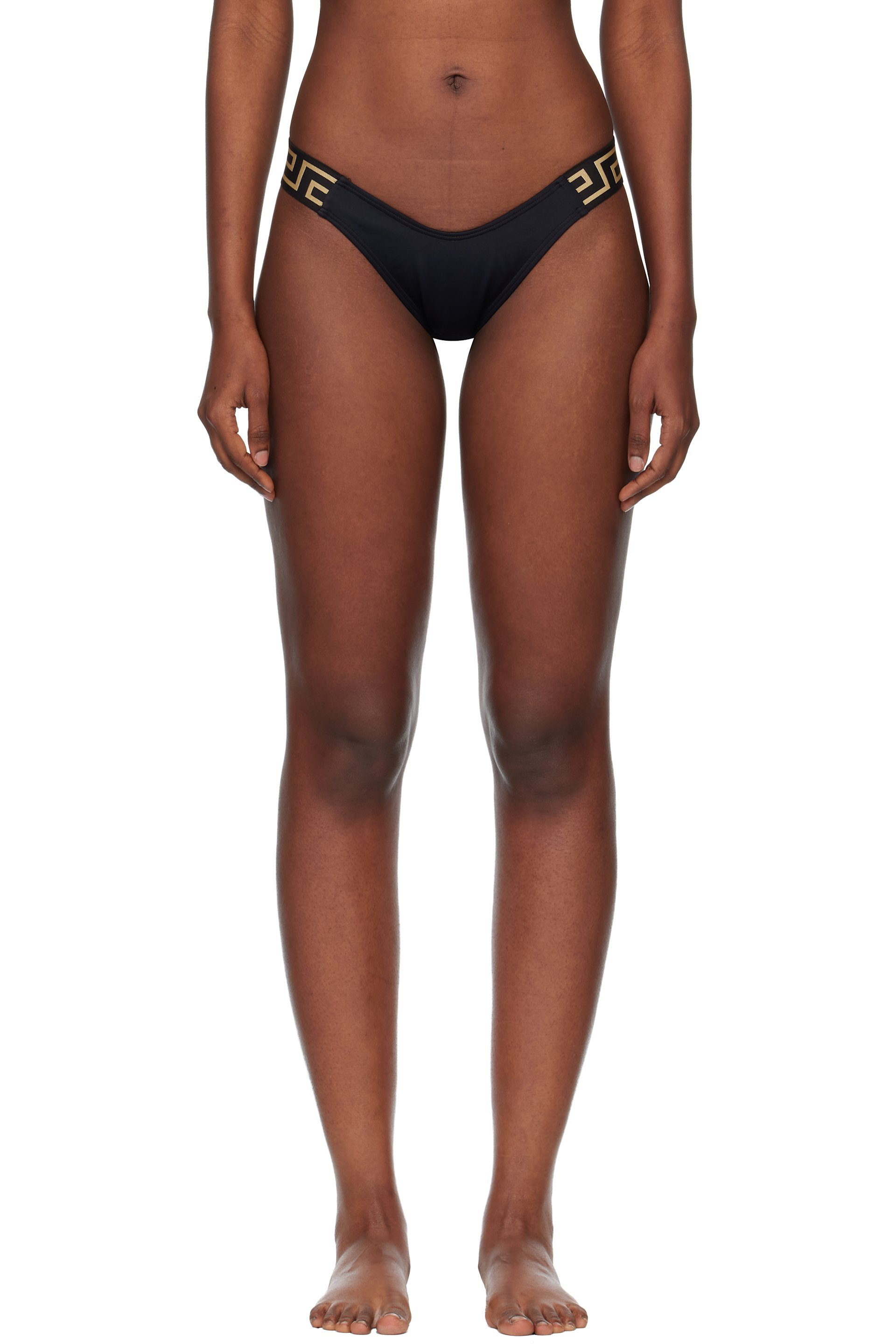 Versace - Culotte de bikini noire en jacquard