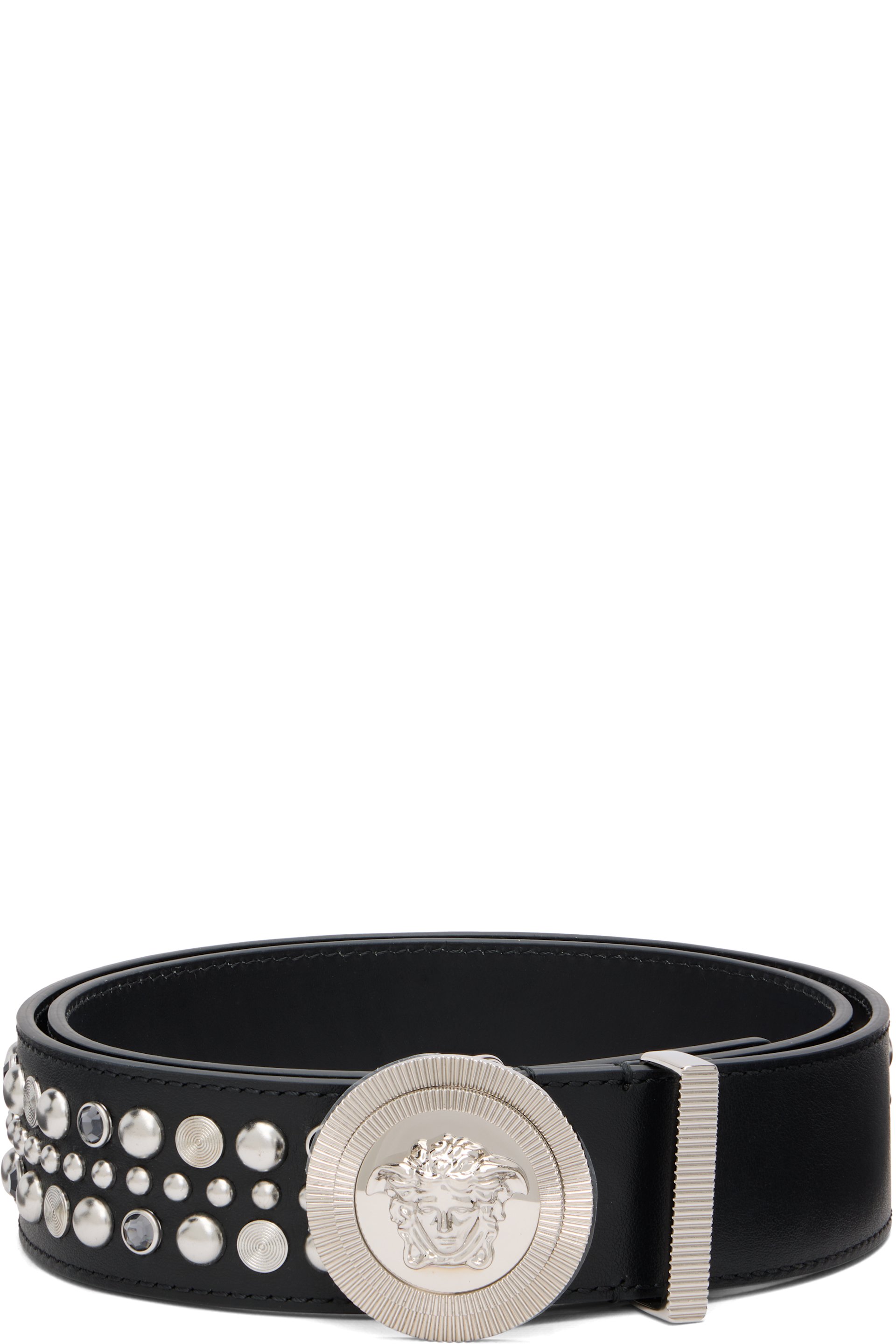 Versace - Ceinture noire en cuir à logo Medusa Biggie