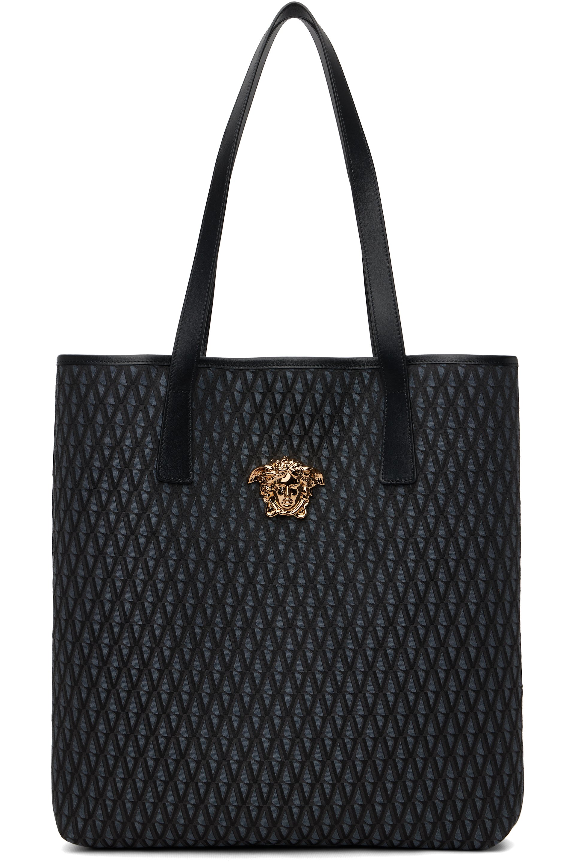 Versace - Black 'La Medusa' V Jacquard Tote