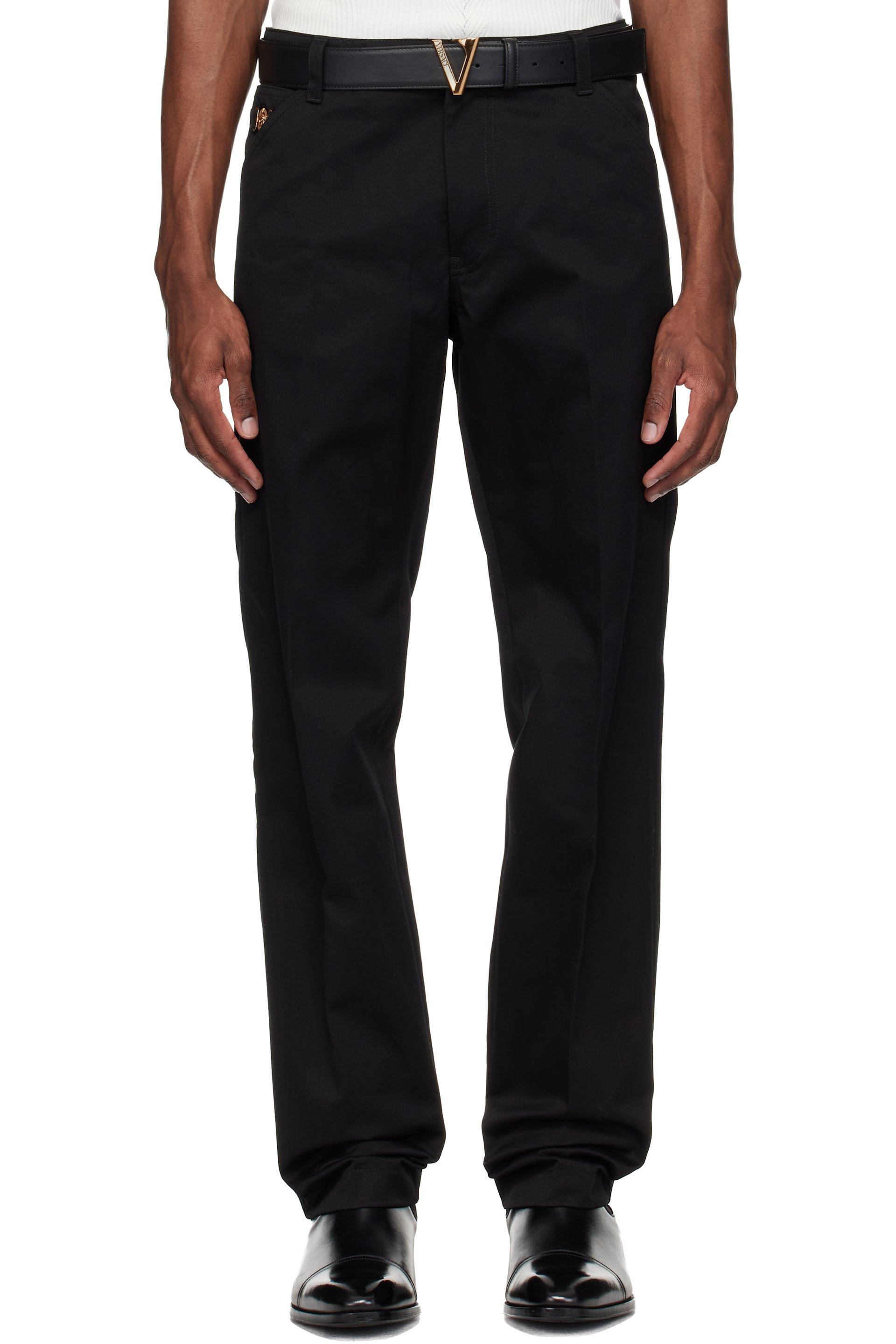 Versace - Black Cotton-Gabardine Chino Trousers