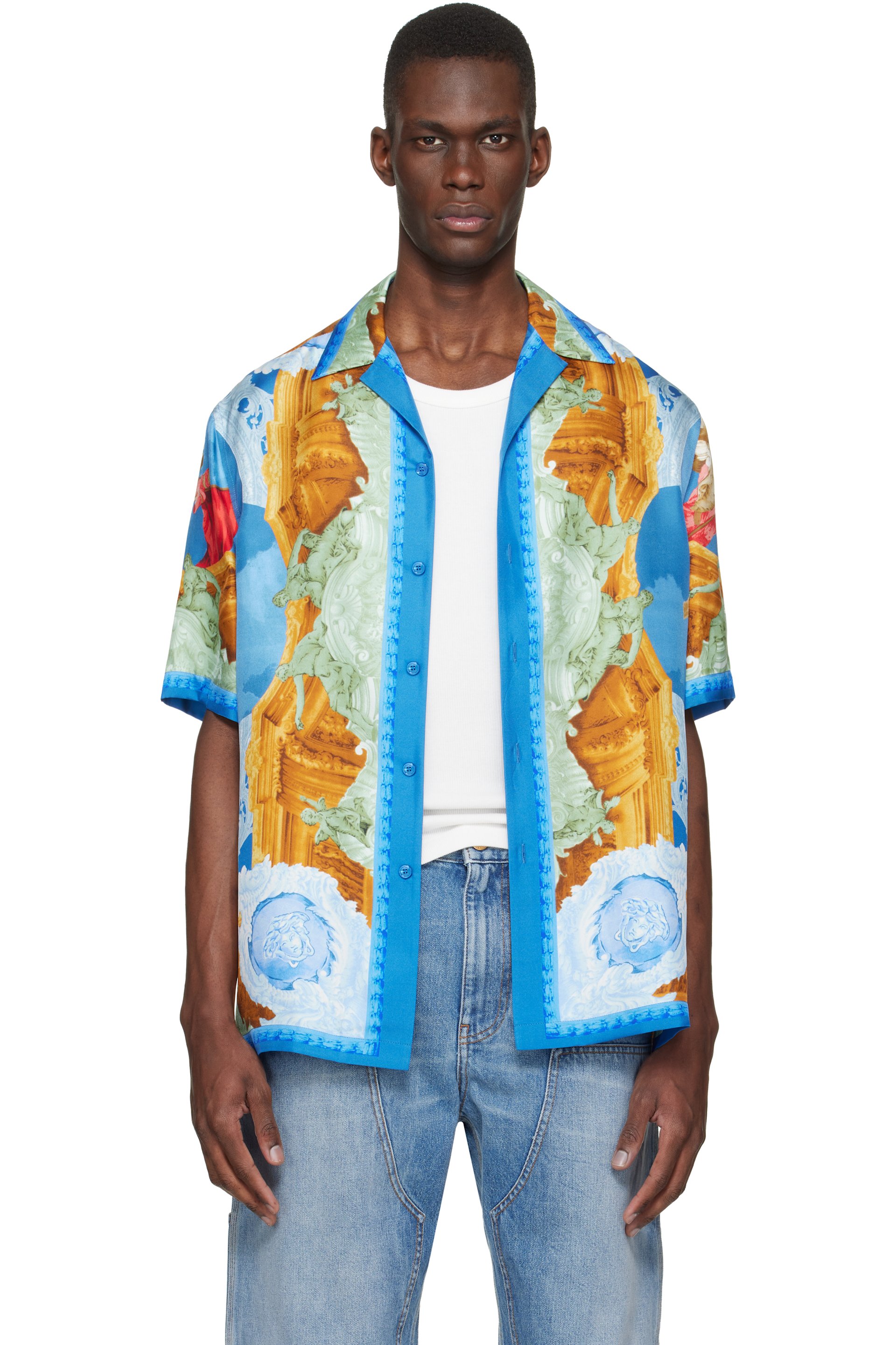 Versace - Multicolor Printed Silk Twill Regular Shirt