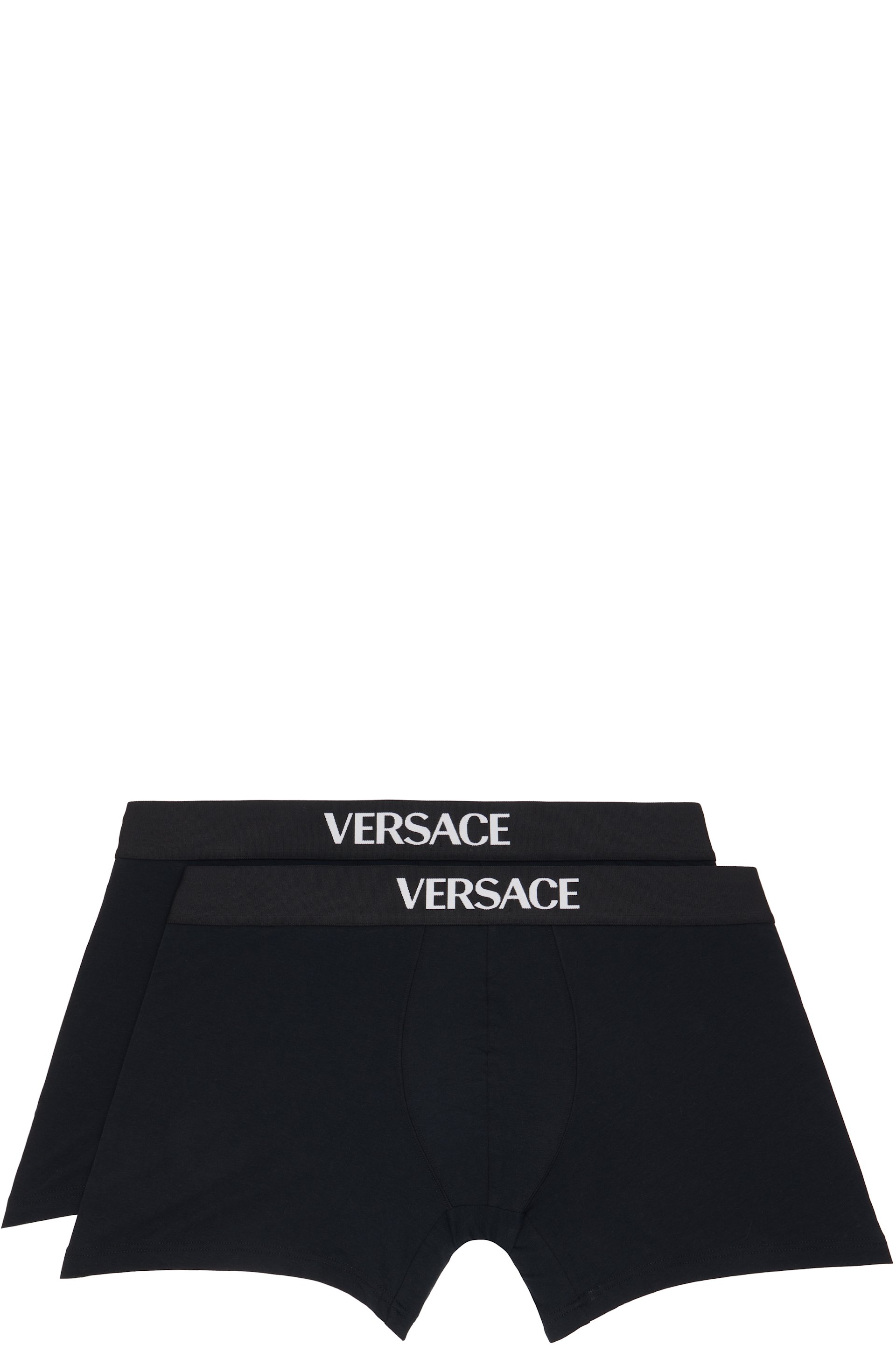 VERSACE ボクサーパンツ/Black 2枚セット Versace: ブラック Cotton-Jersey Long ボクサーブリーフ 2枚セット