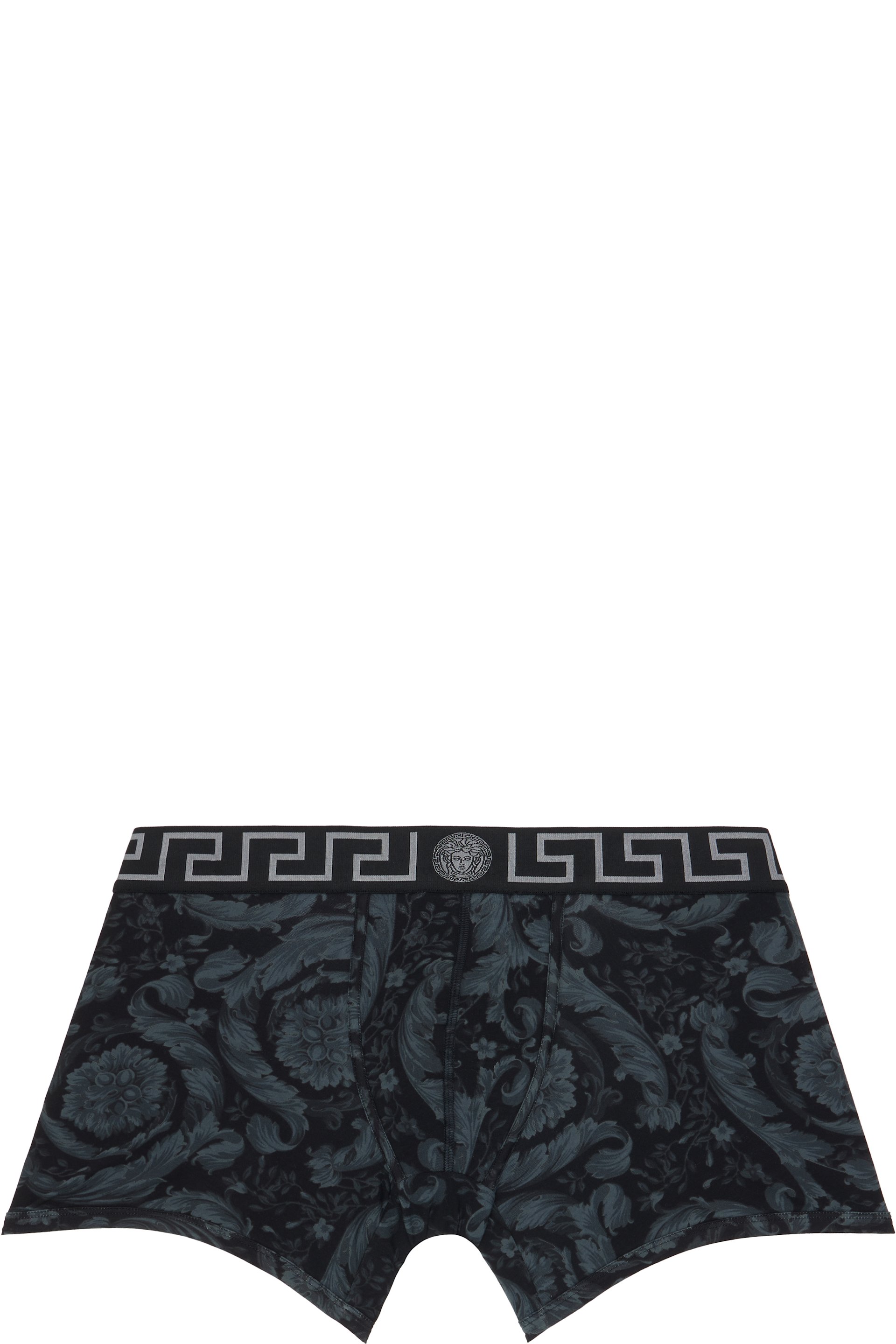 Versace: ブラック＆グレー プリント ジャカード コットンジャージ