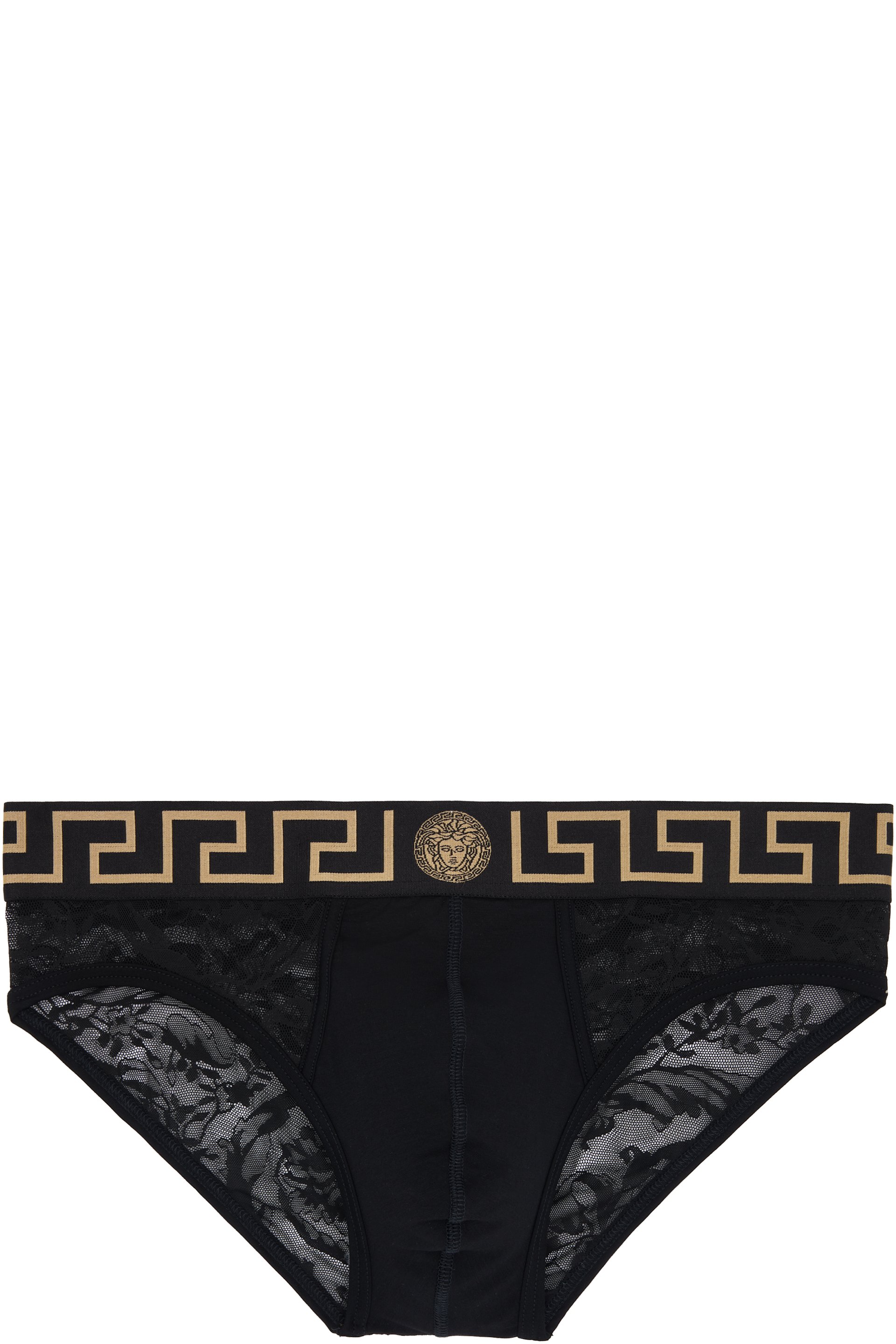Versace: ブラック ジャカード バロッコ ブリーフ | SSENSE 日本