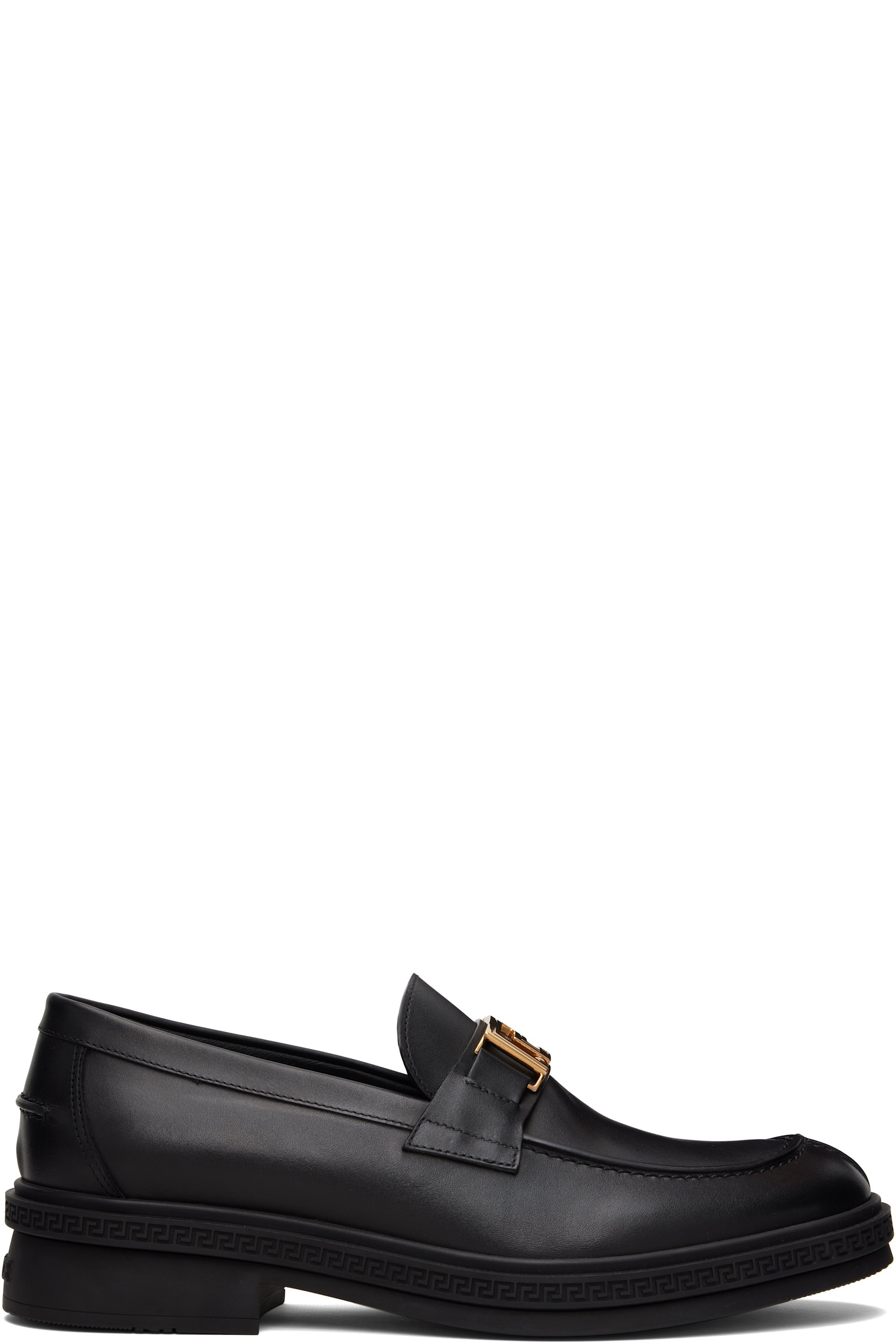 Versace - Black Greca Leather Loafers
