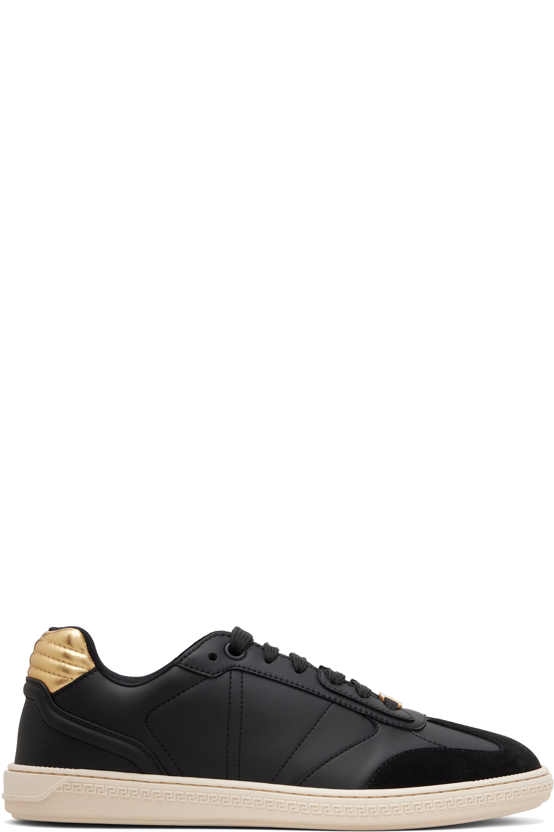Versace - Black Greca Court Faux-Leather Sneakers