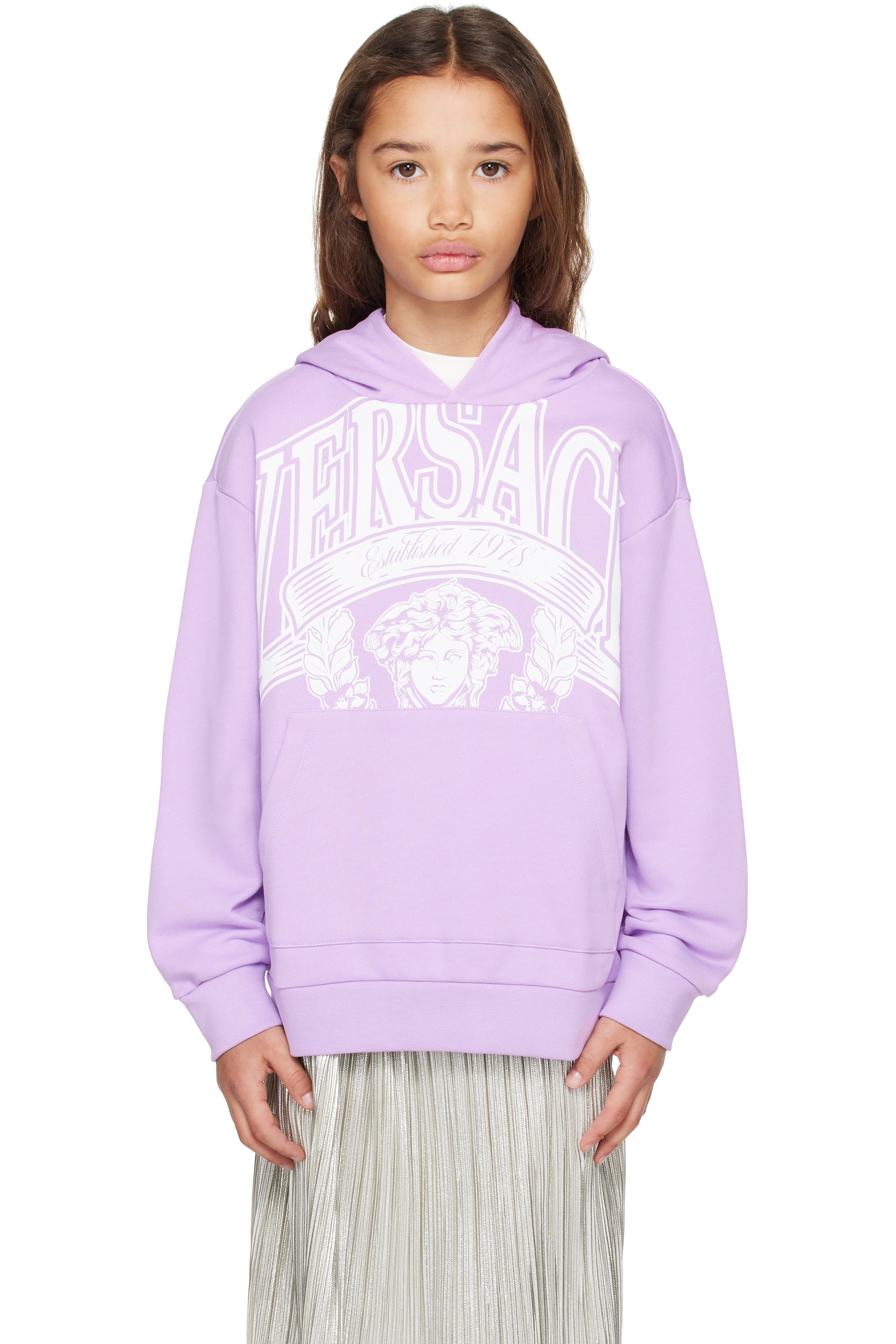 Versace - Kids Purple Printed Cotton-Jersey Hoodie