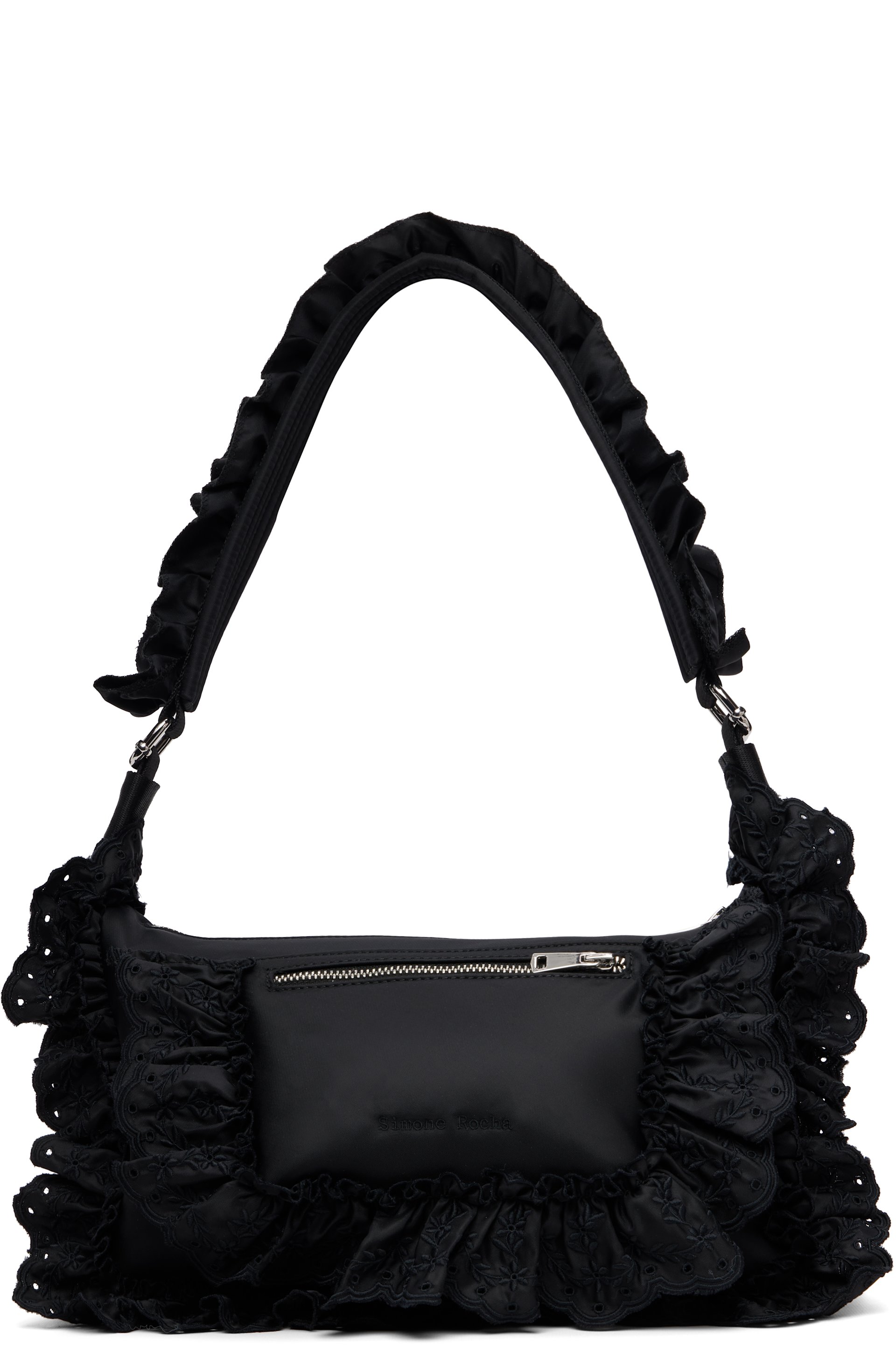 Simone Rocha黒 ナイロン ボディバッグ パール装飾付き新品 SIMONE ROCHA Bow and pearl-like embellished shell belt bag | NET-A