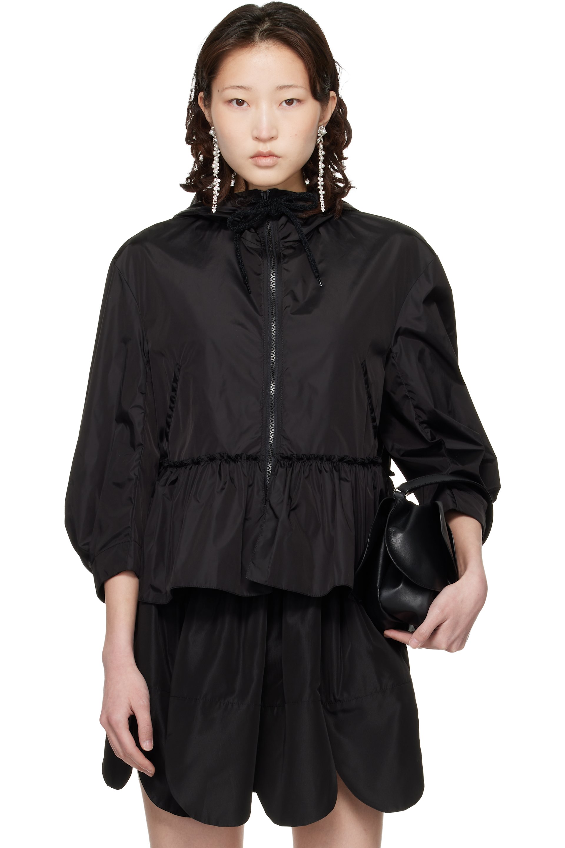 Simone Rocha - Black Ruffle Frill Peplum Jacket