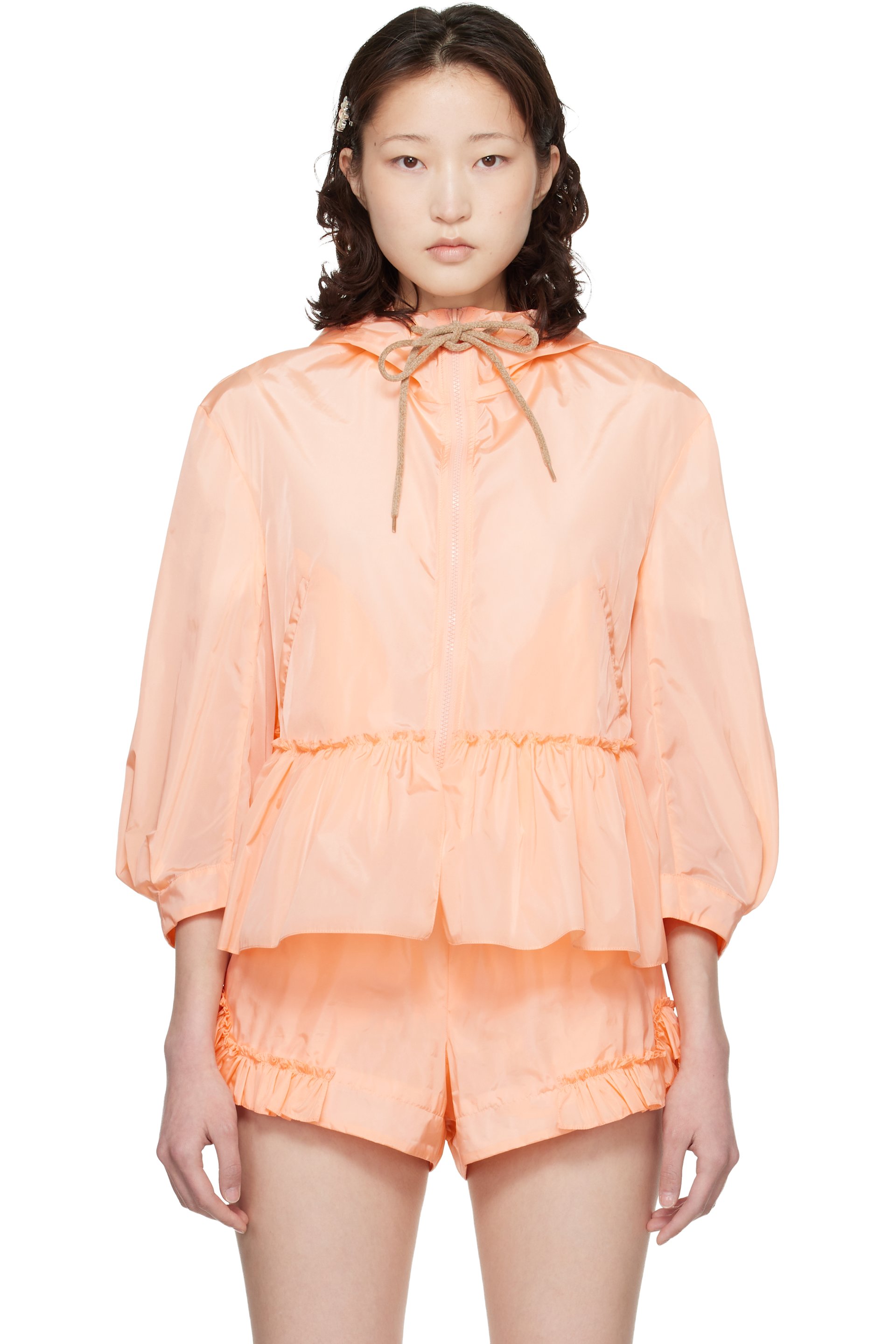 Simone Rocha - Orange Ruffle Frill Peplum Jacket