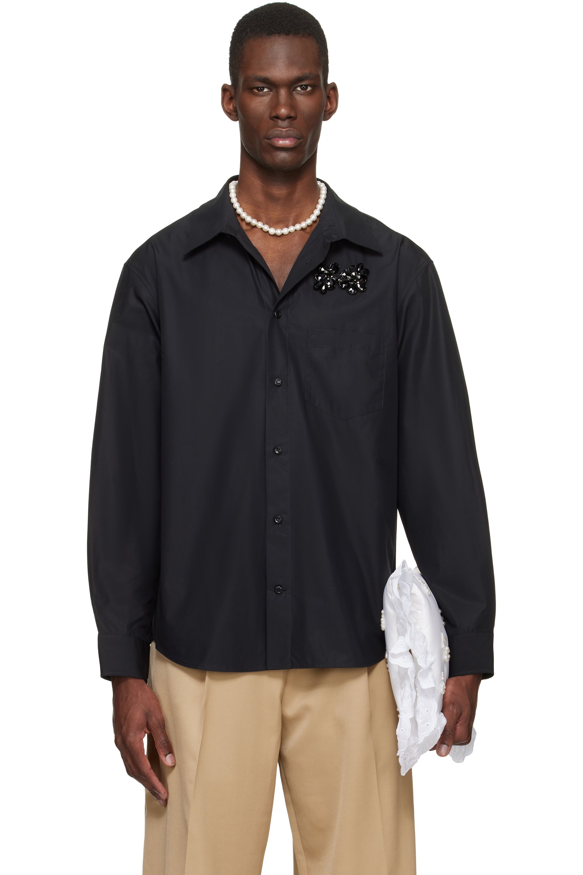 Simone Rocha - Black Embellished Classic Shirt