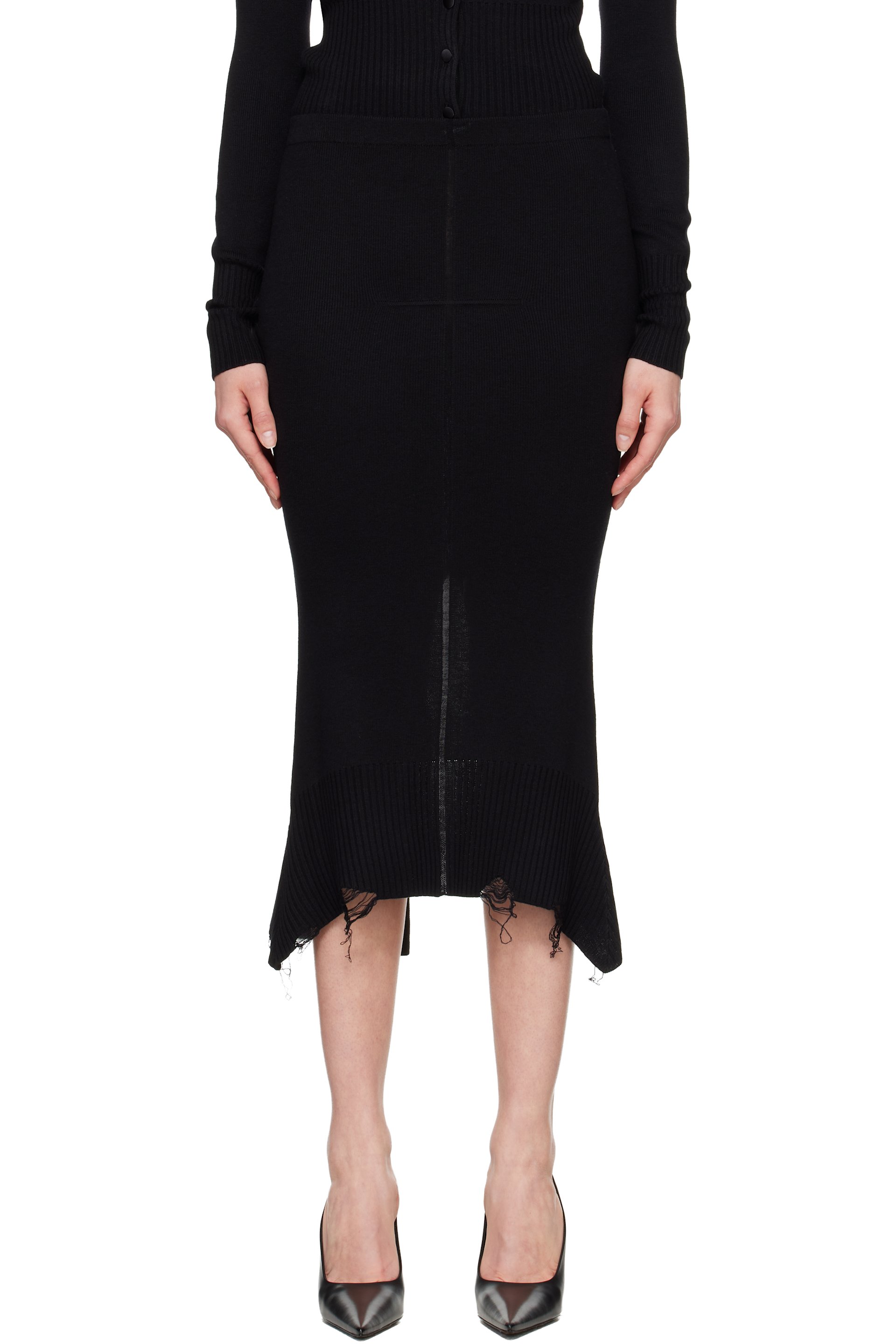 MATIÈRES FÉCALES - Black Vendome Midi Skirt